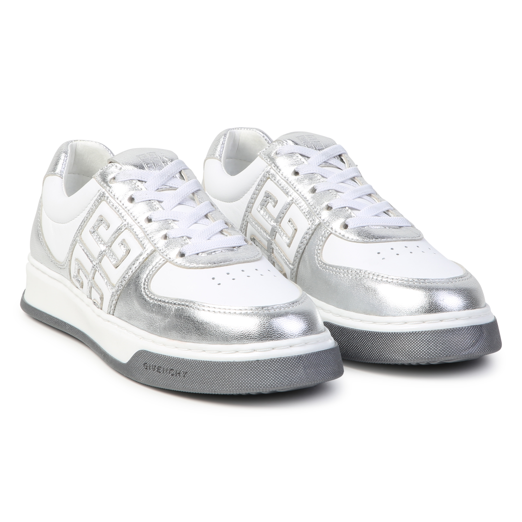 GIVENCHY Baskets a lacets fille argent Kids around