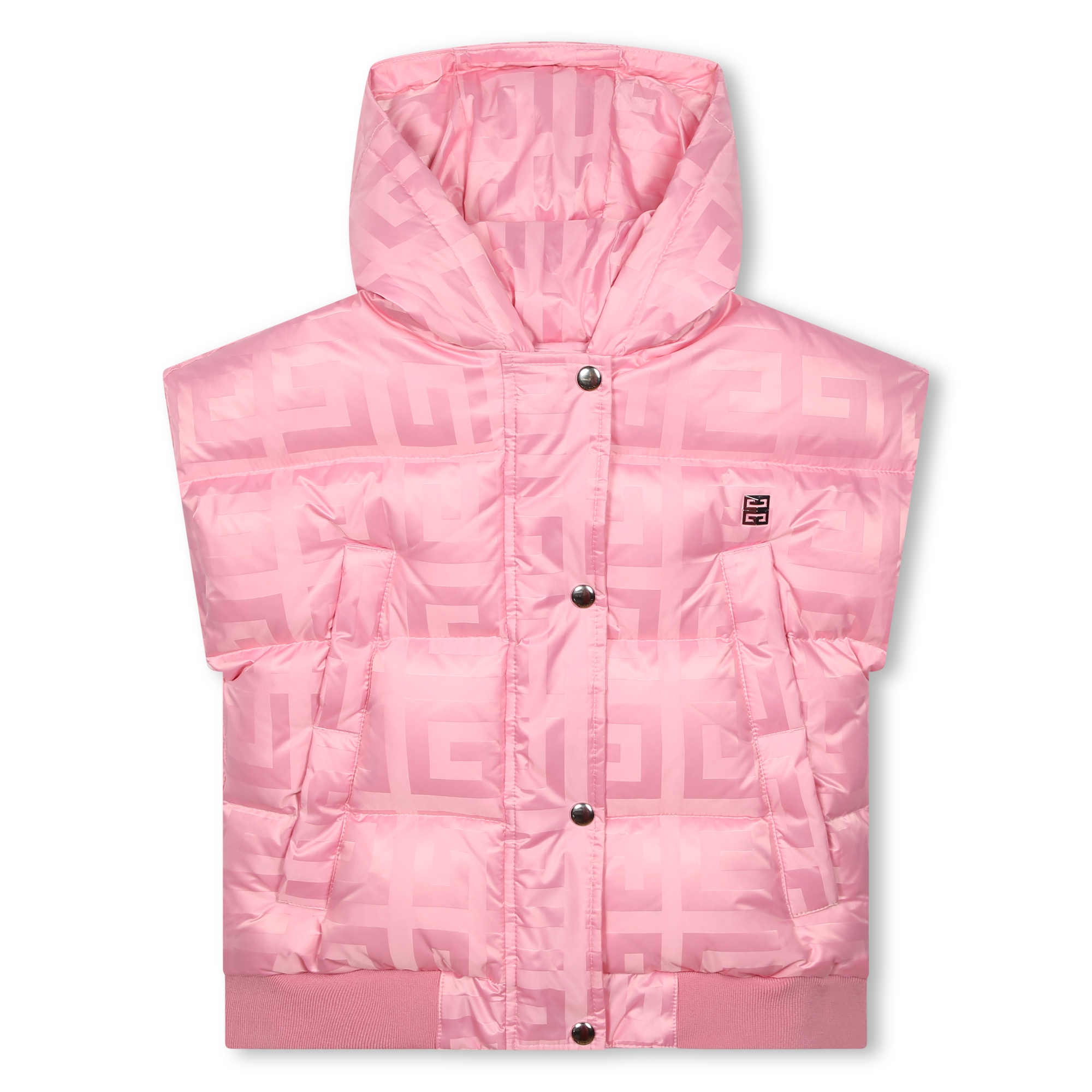 Pink sleeveless puffer jacket best sale