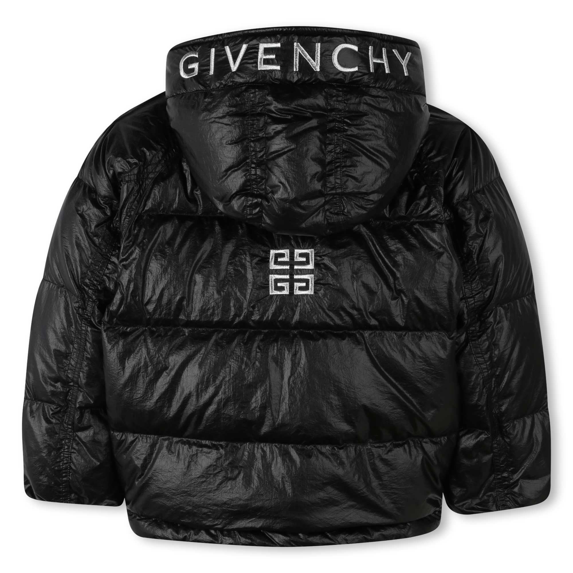 GIVENCHY Zip up hooded puffer jacket girl black Kids around