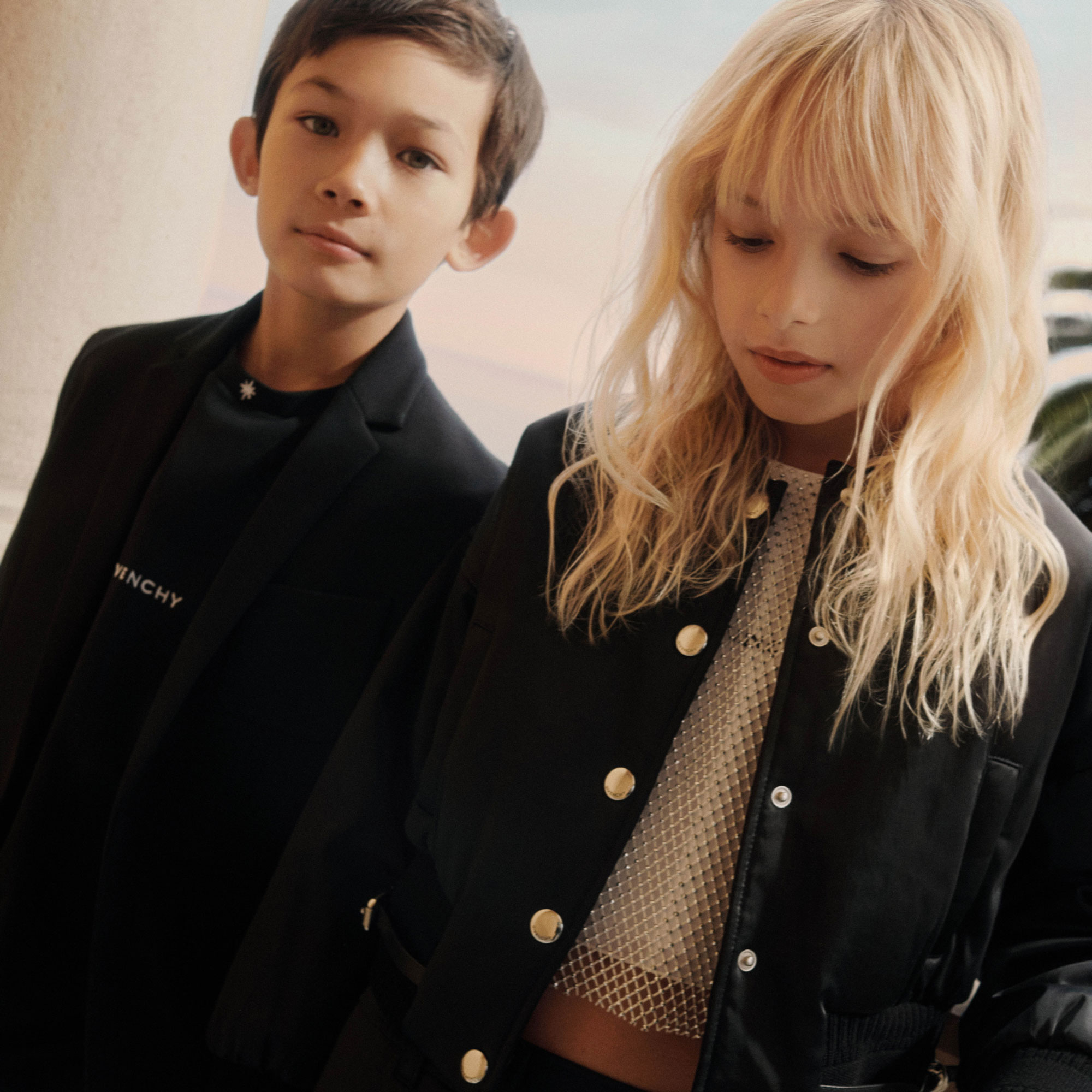 Blouson pressionné en satin GIVENCHY pour FILLE