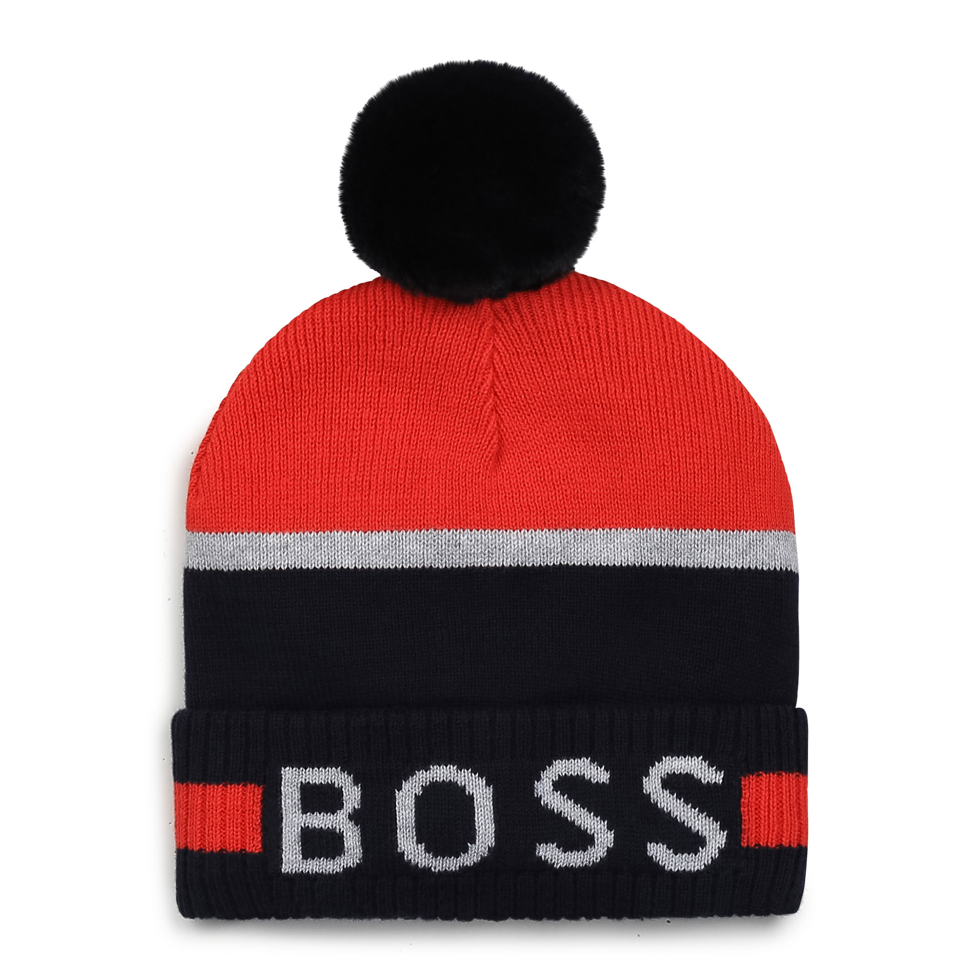 Lined cotton pom-pom hat BOSS for BOY