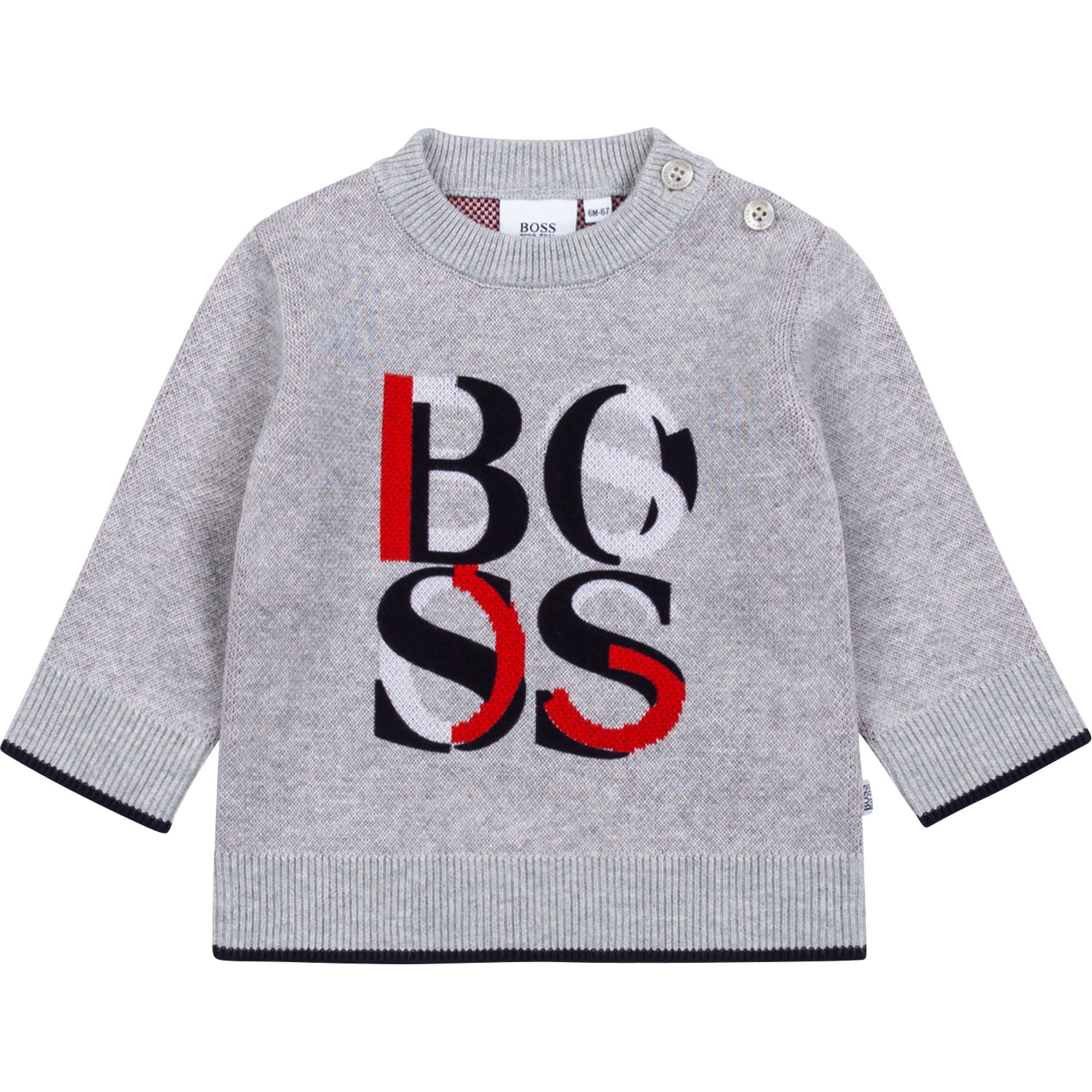 Cotton sweater with jacquard BOSS for BOY