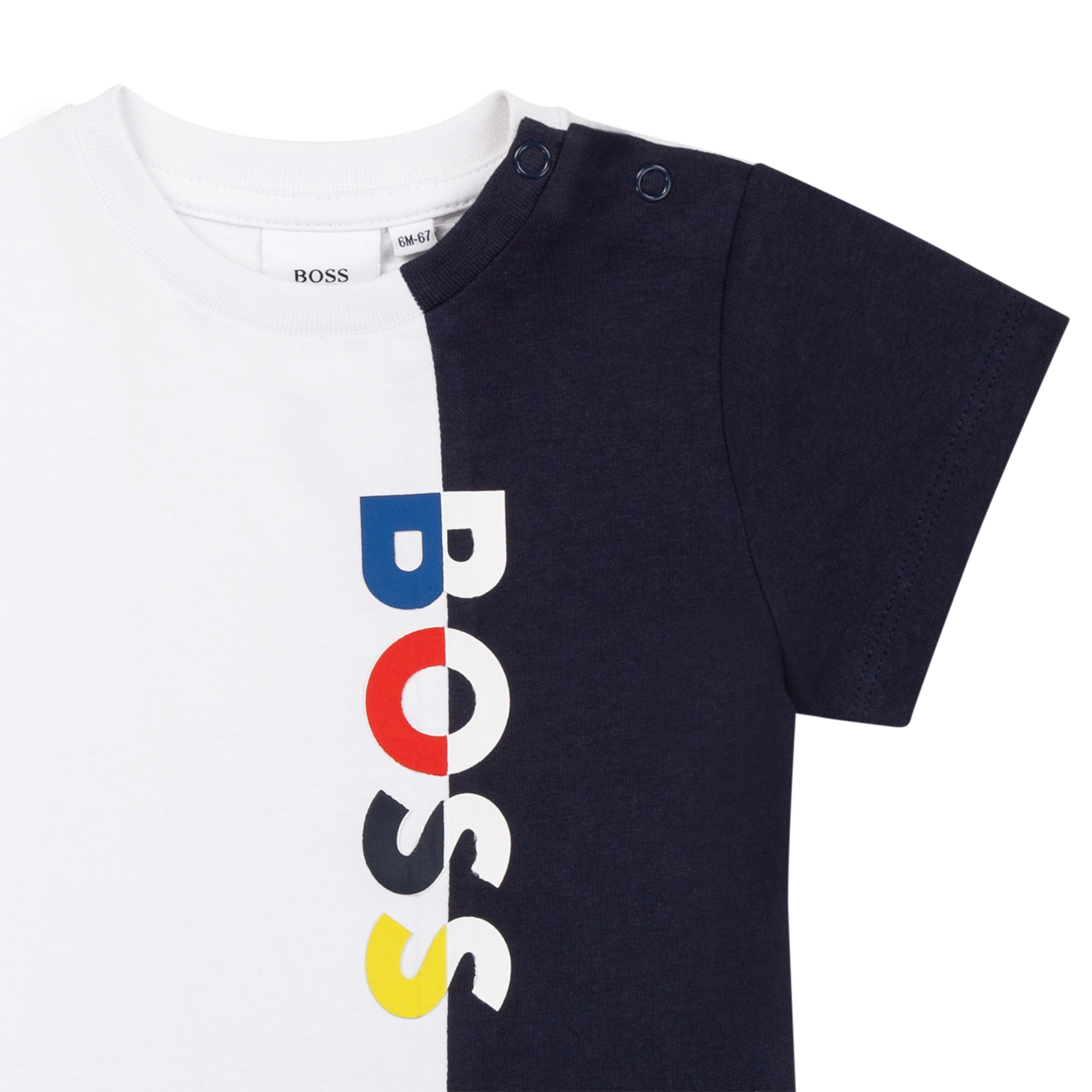 T-shirt bicolore avec logo BOSS pour GARCON