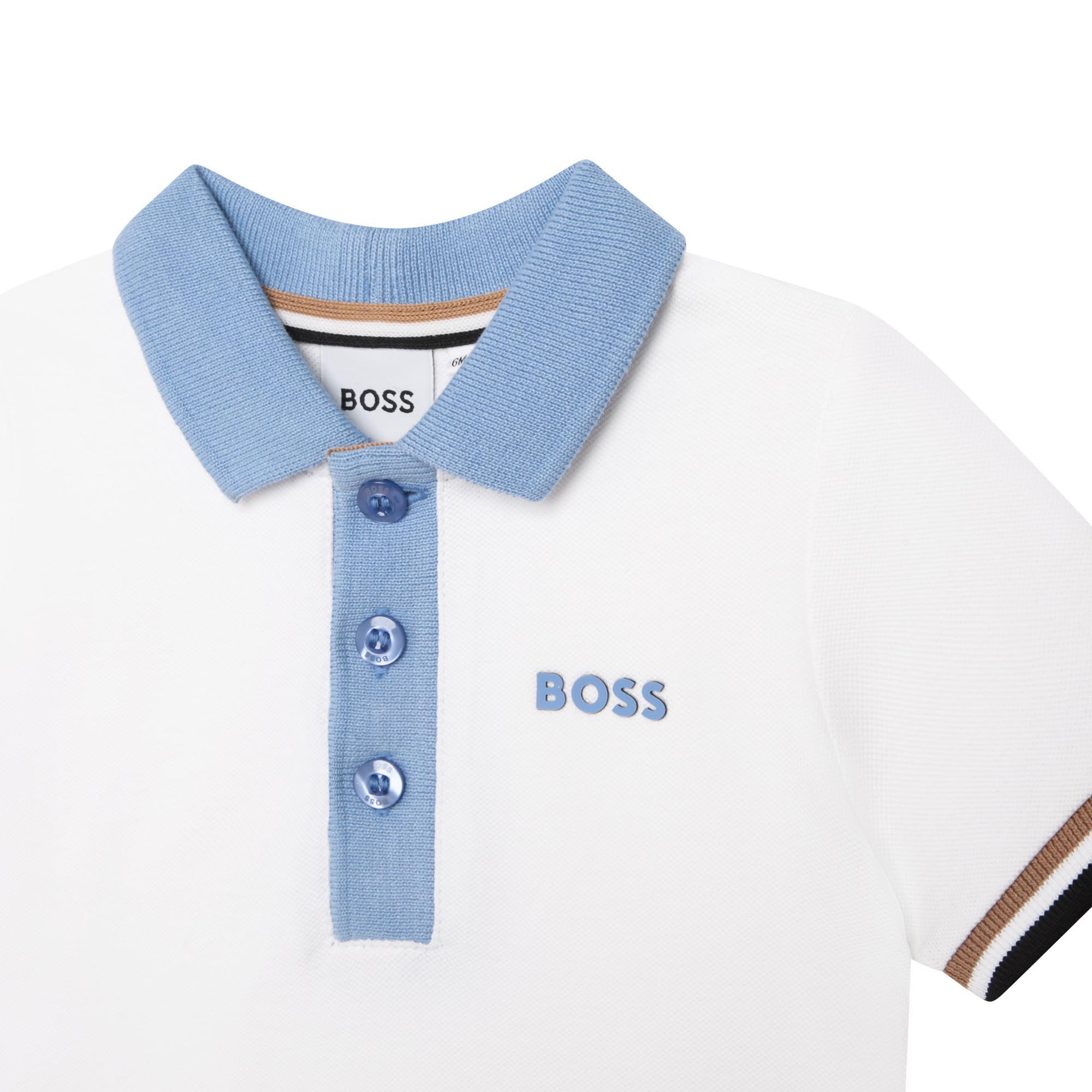 Cotton piqué polo with logo BOSS for BOY