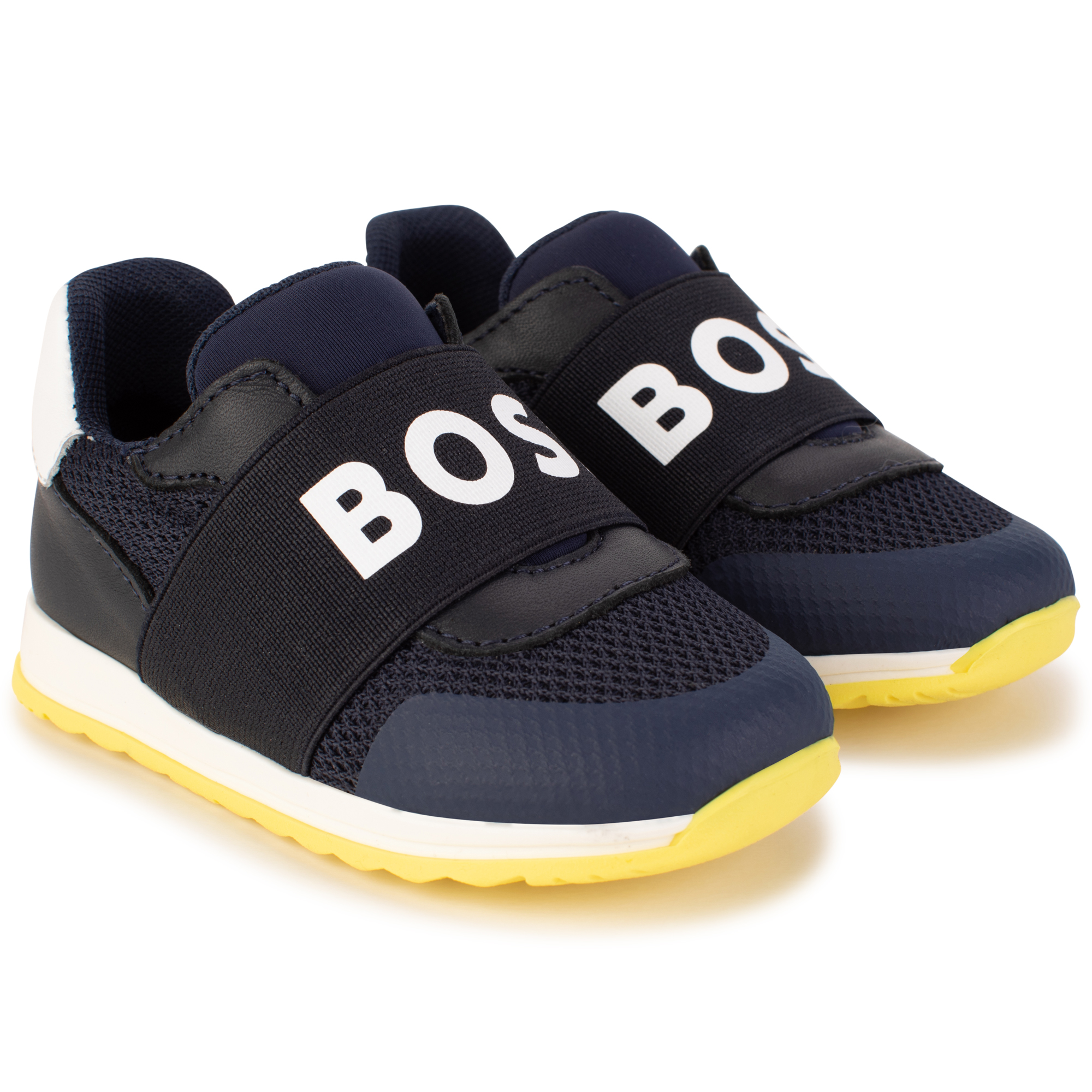Leren sneakers met klittenband BOSS Voor