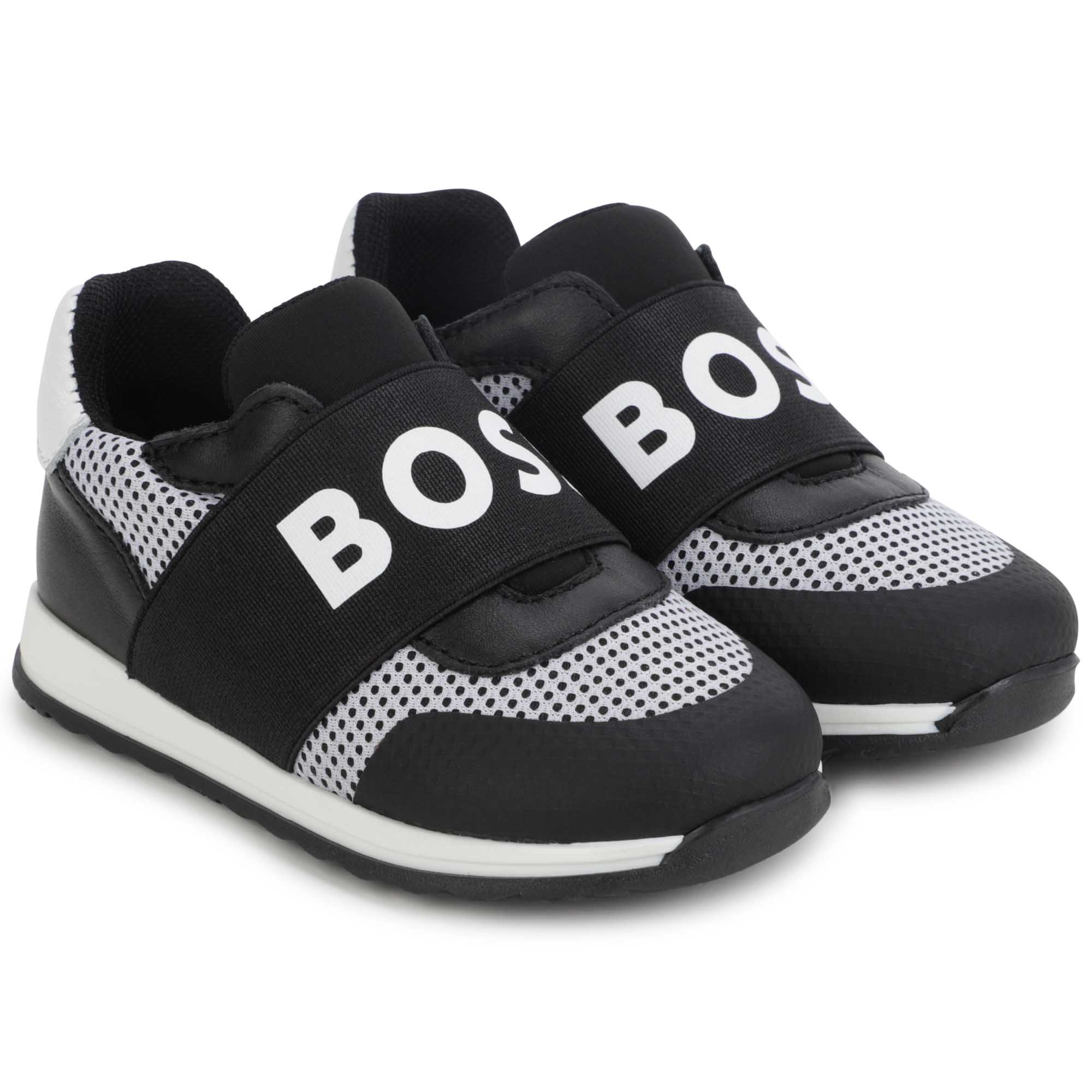 Elasticated leather trainers BOSS for BOY