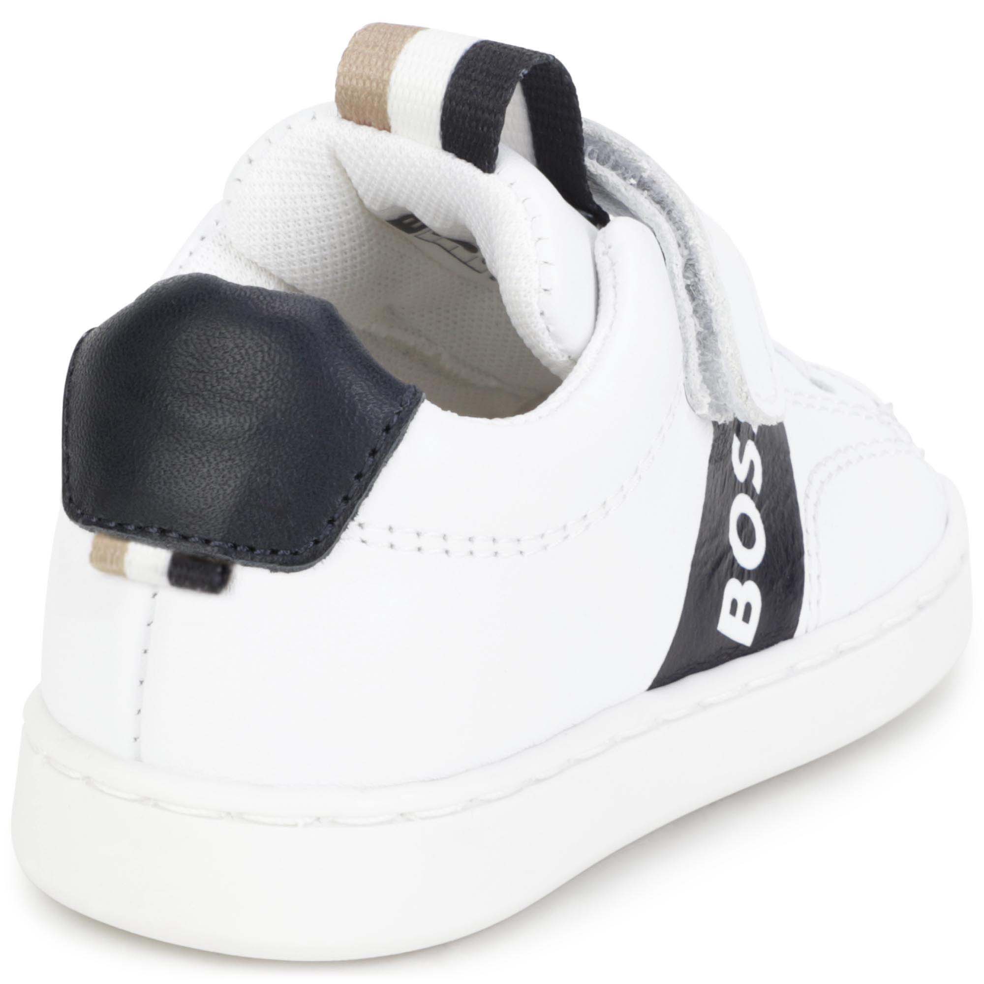 Leren sneakers met klittenband BOSS Voor
