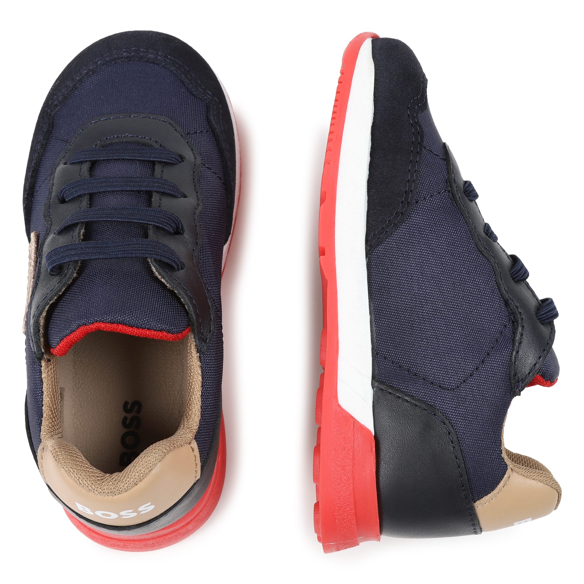 Multitextured lace-up trainers BOSS for BOY
