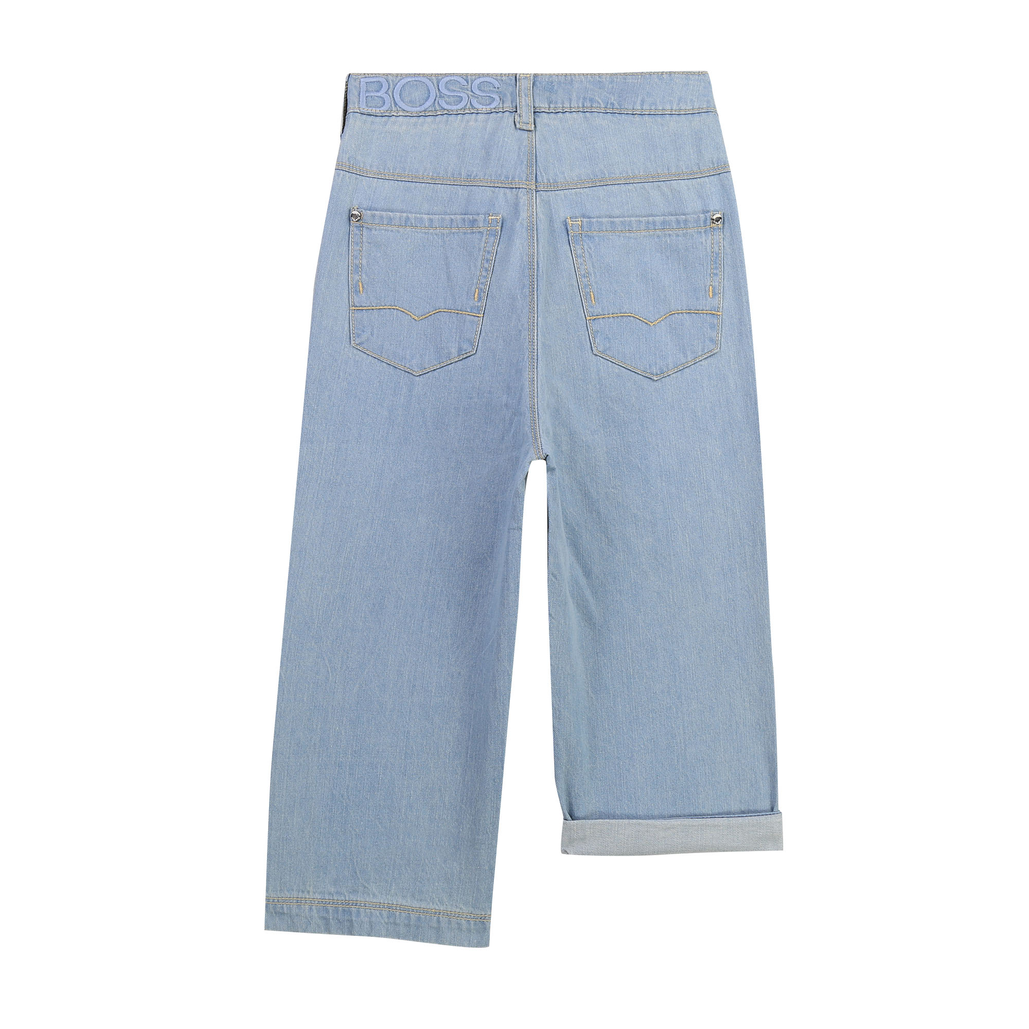 Jeans dritti denim di cotone BOSS Per BAMBINA