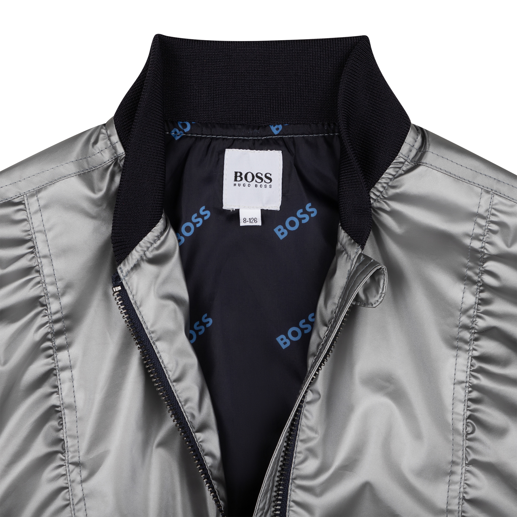 HUGO BOSS Fille Vêtements Manteaux & Vestes Vestes Bomber Bomber métallisé pour enfant avec finitions contrastantes 