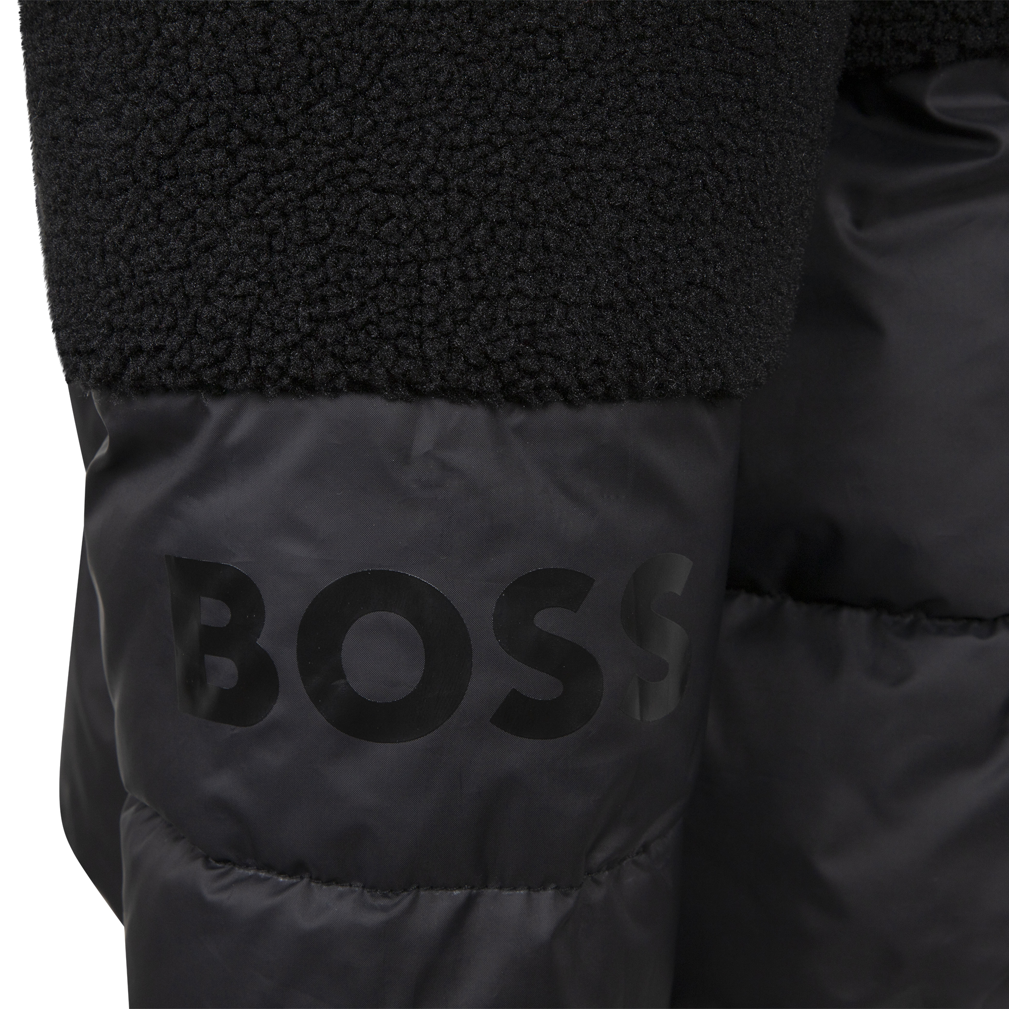 Dual-material hooded puffer BOSS for GIRL