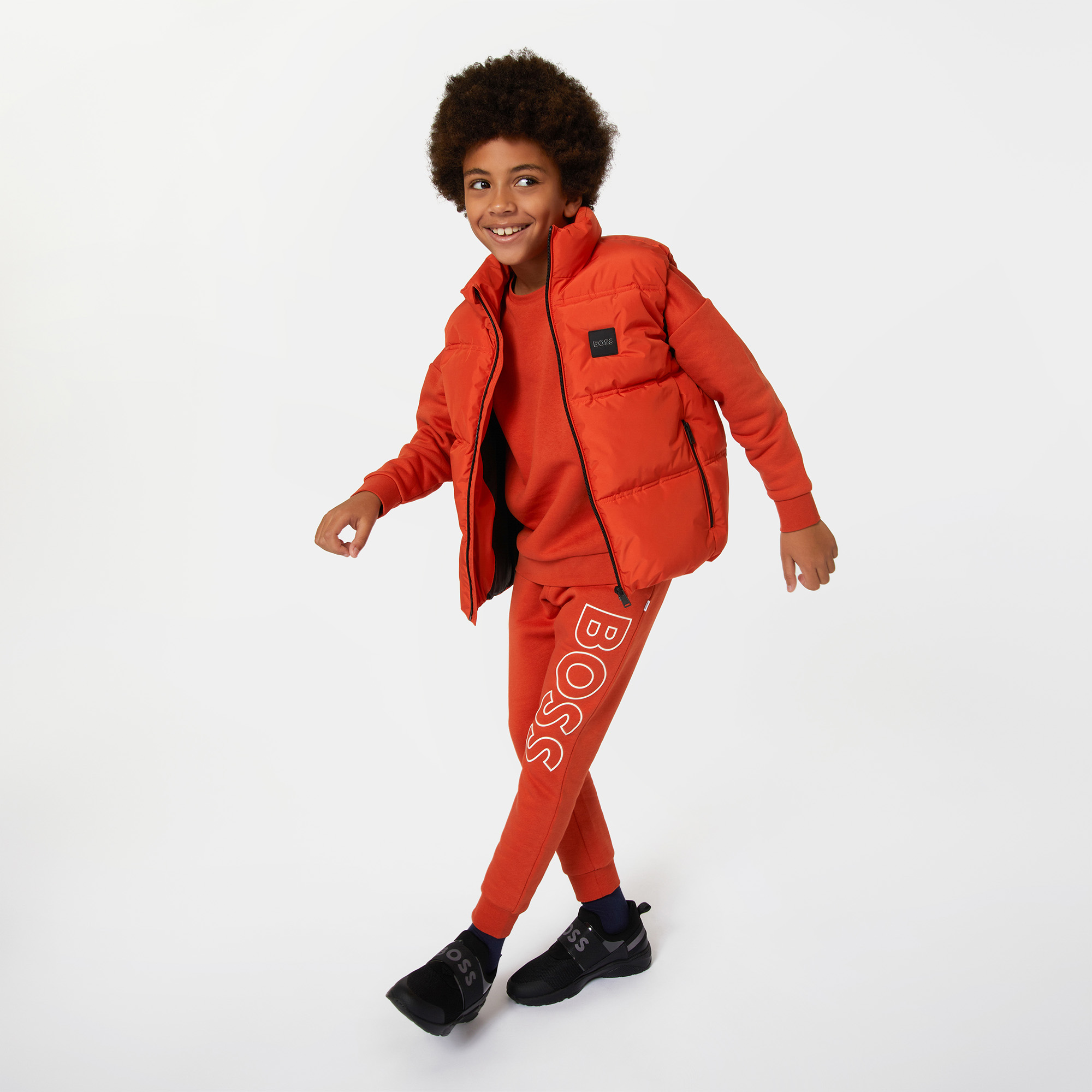 Water-repellent zip-up vest BOSS for BOY