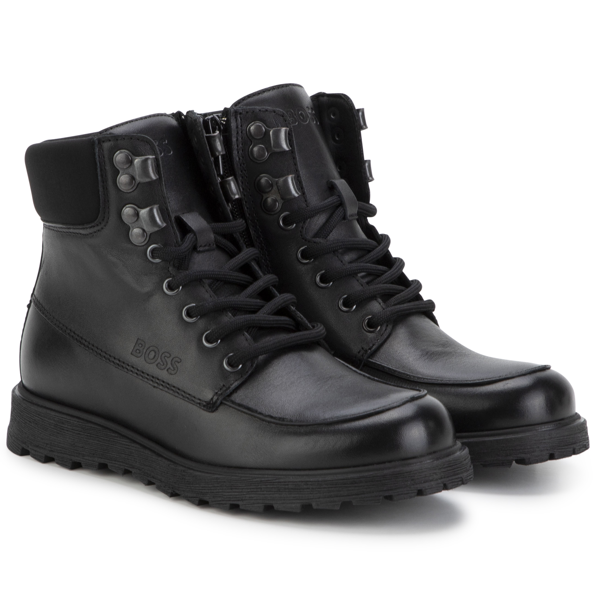 Lace-up leather ankle boots BOSS for BOY