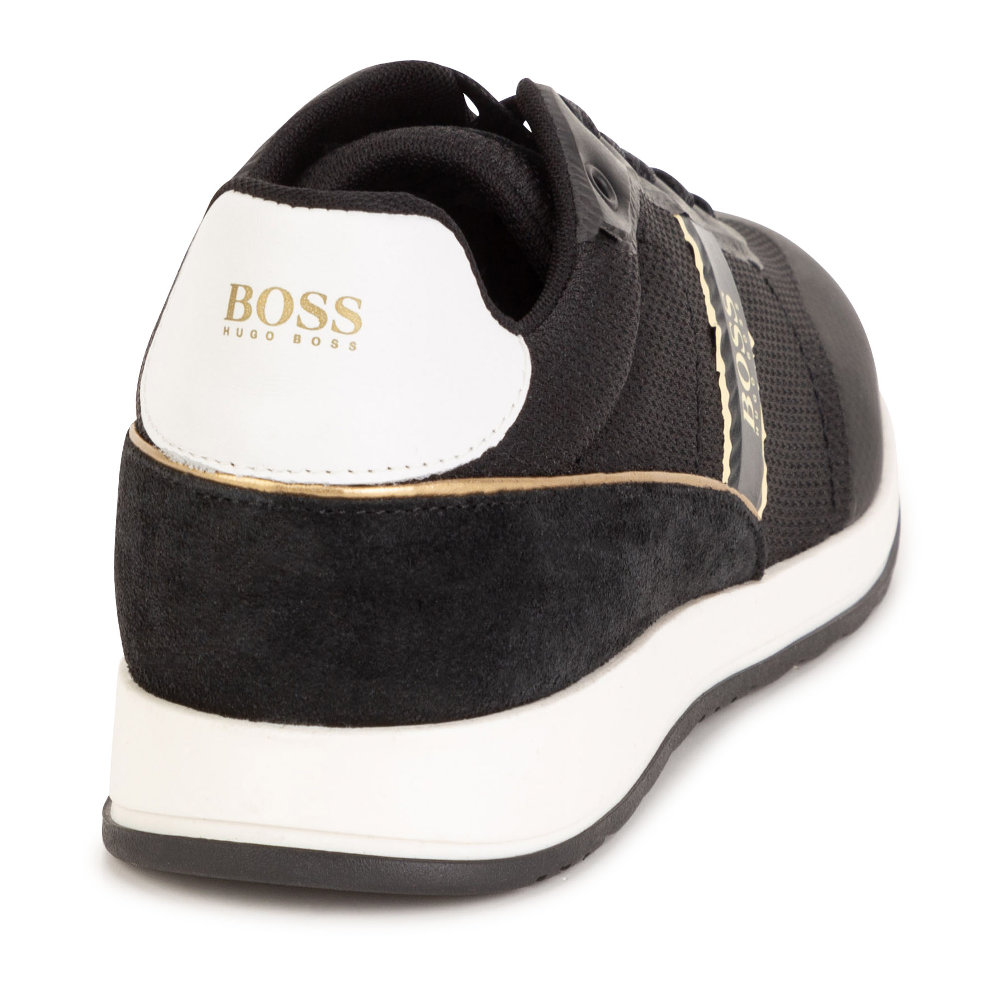 Mixed leather lace-up trainers BOSS for BOY