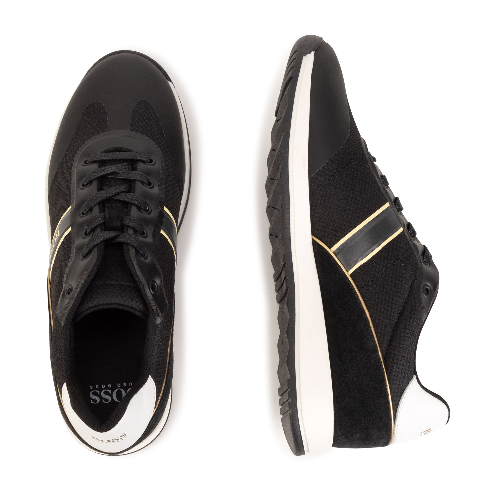 Mixed leather lace-up trainers BOSS for BOY