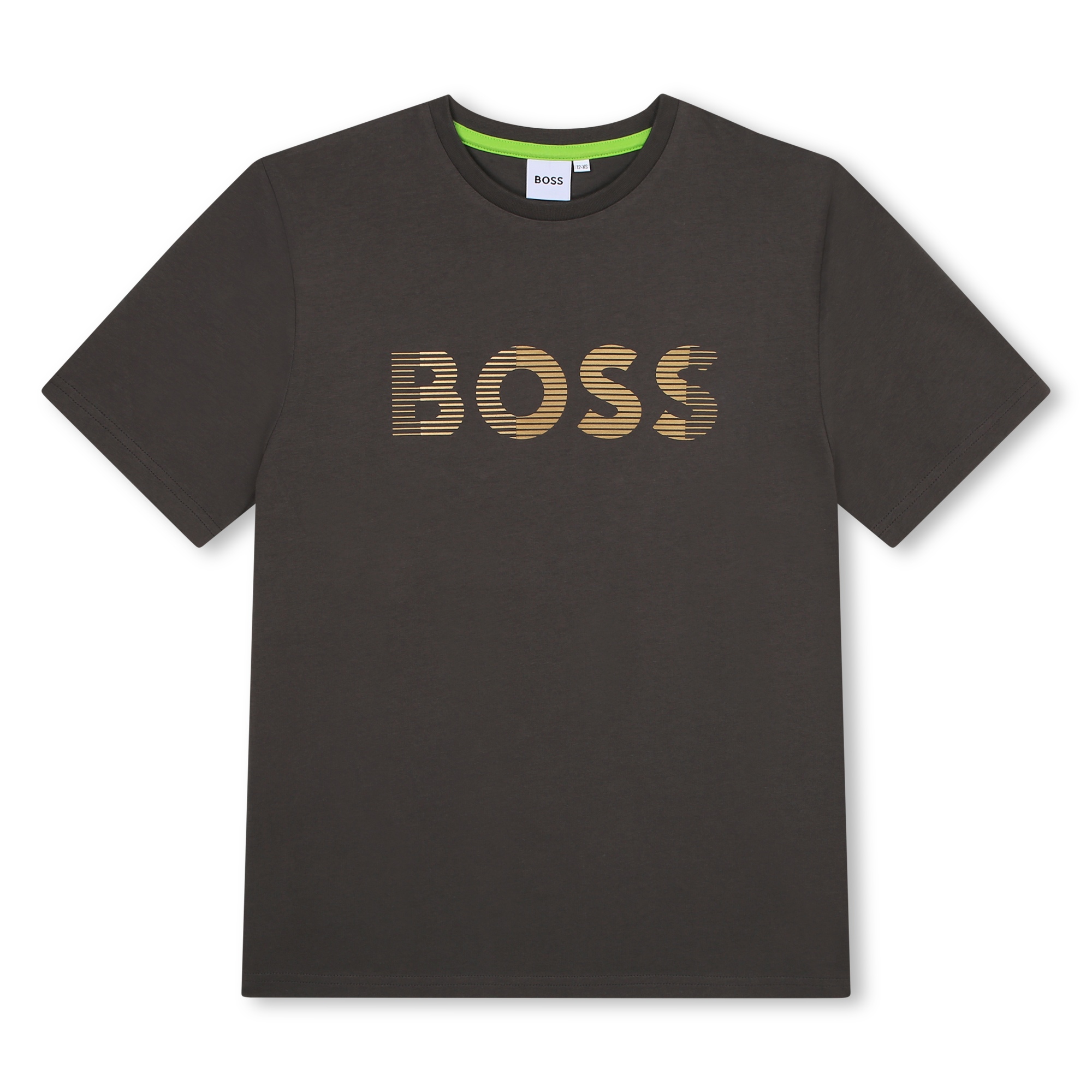 T-shirt in cotone logo a righe BOSS Per RAGAZZO