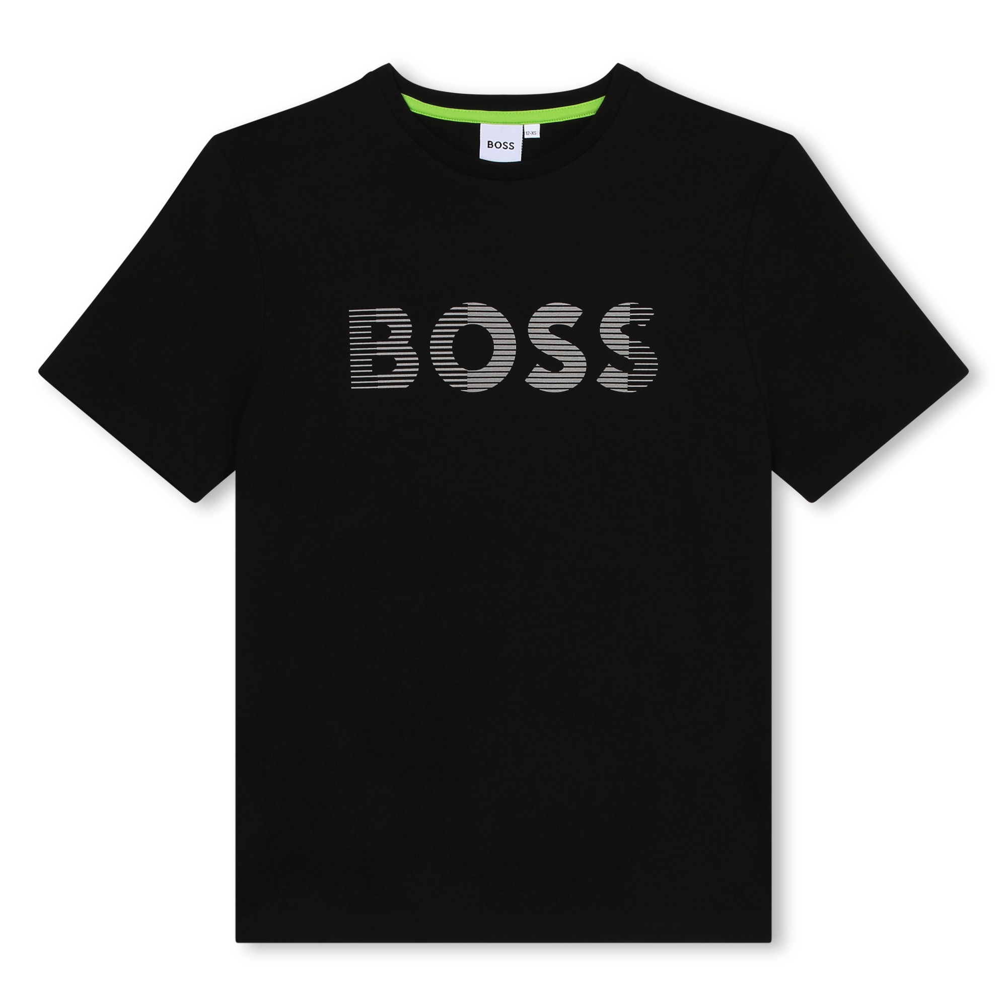 T-shirt in cotone logo a righe BOSS Per RAGAZZO