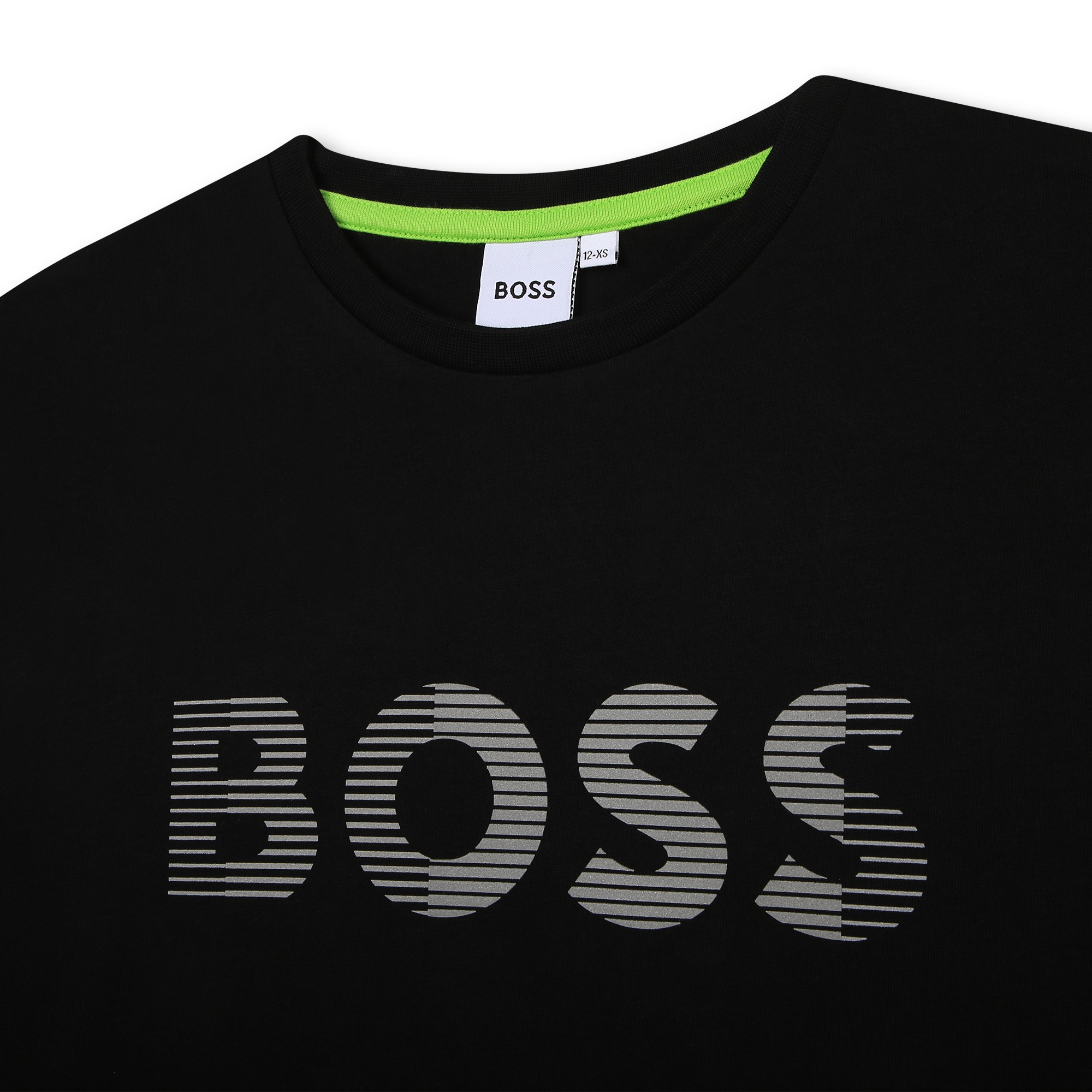 T-shirt en coton à logo rayé BOSS pour GARCON