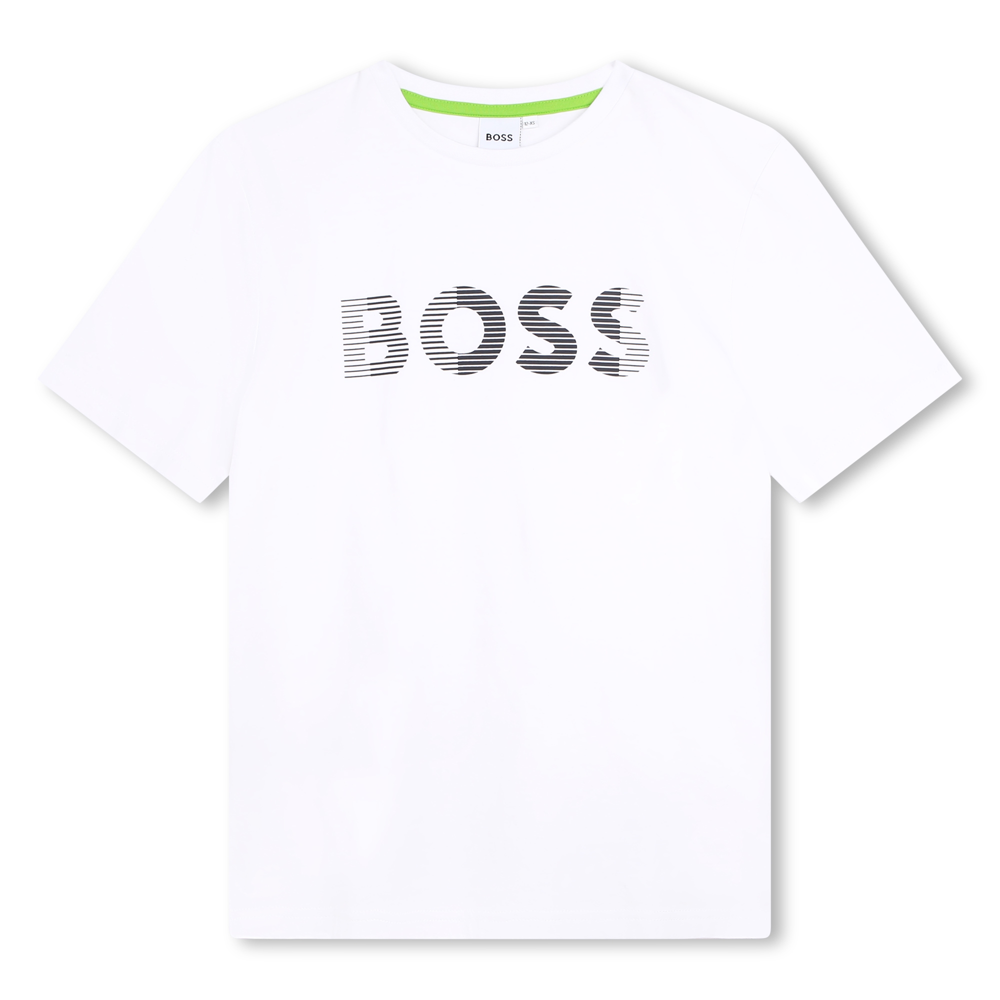 Katoenen t-shirt met gestreept logo BOSS Voor