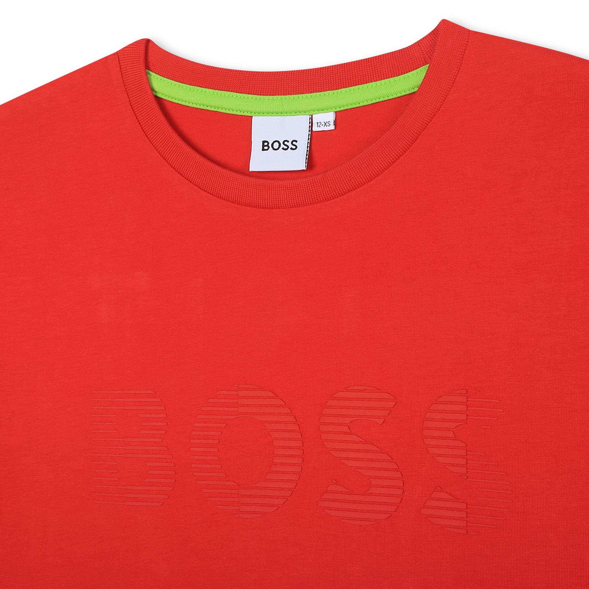 Cotton striped logo t-shirt BOSS for BOY