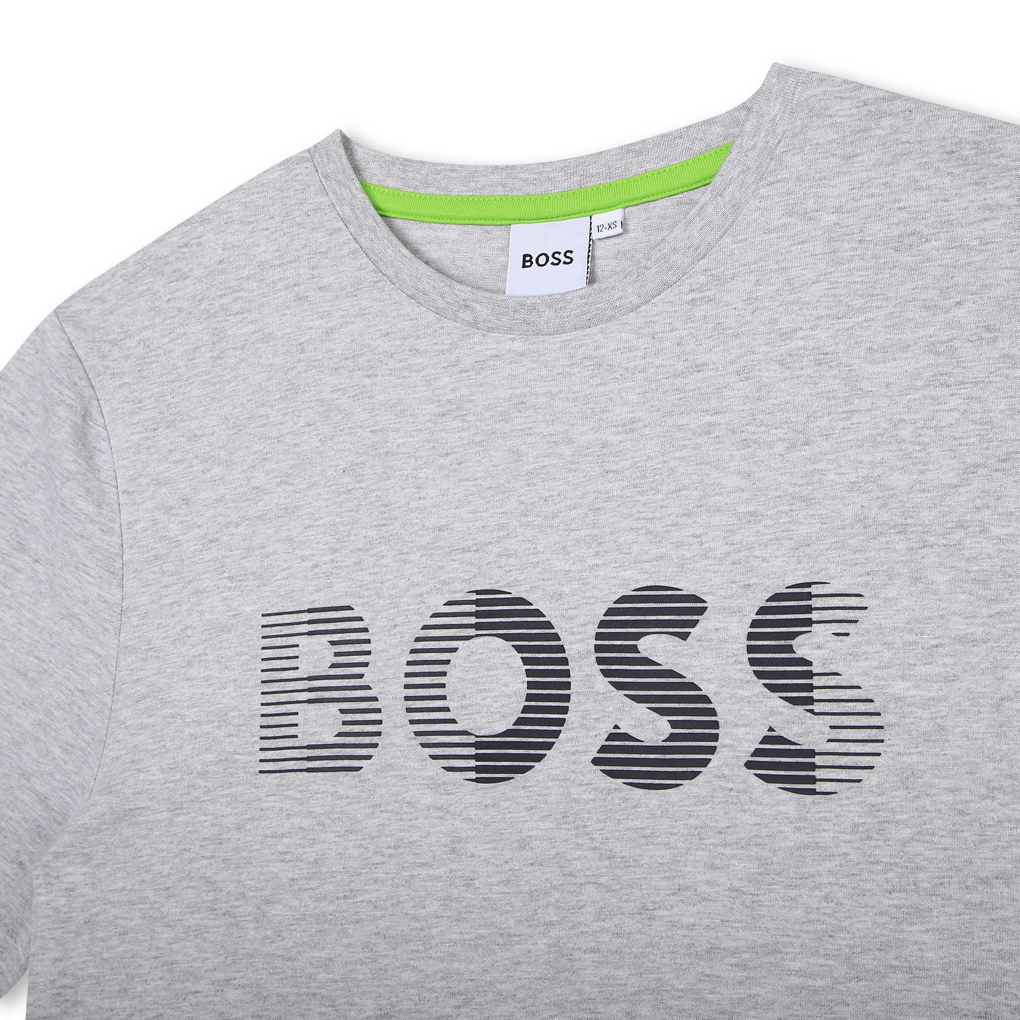 T-shirt en coton à logo rayé BOSS pour GARCON