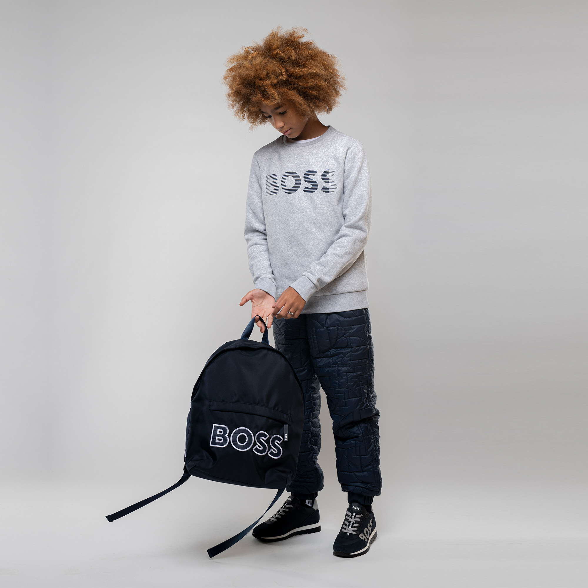 Fleece sweatshirt ronde hals BOSS Voor