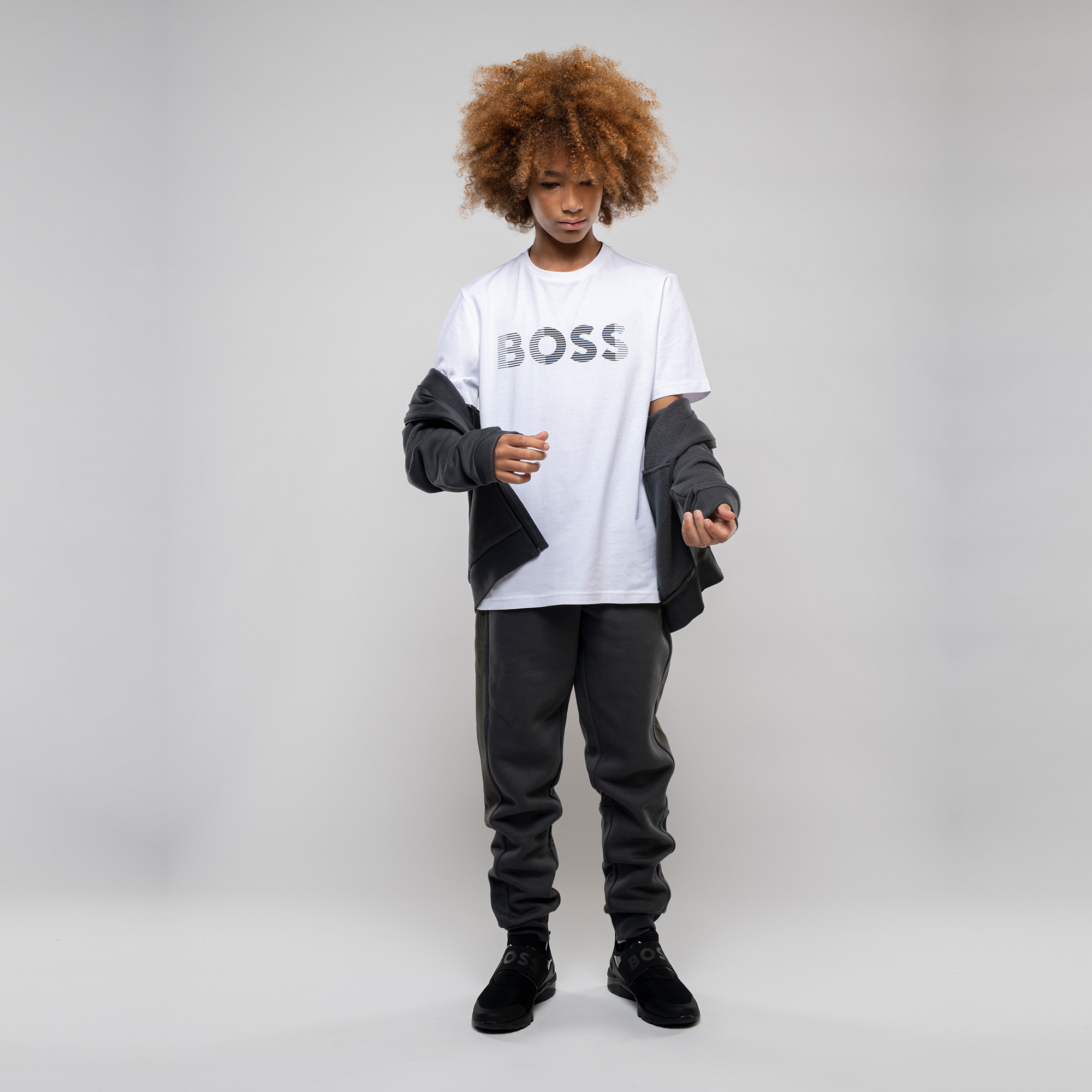 Sweat-shirt zippé avec logo BOSS pour GARCON