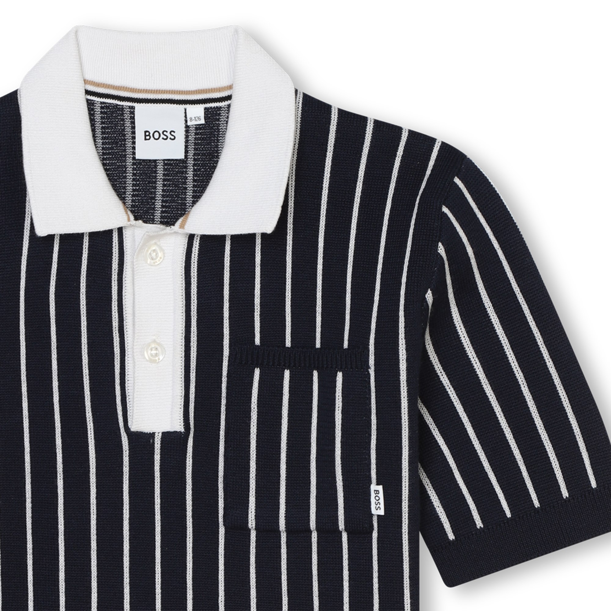 Striped polo shirt with pocket BOSS for BOY