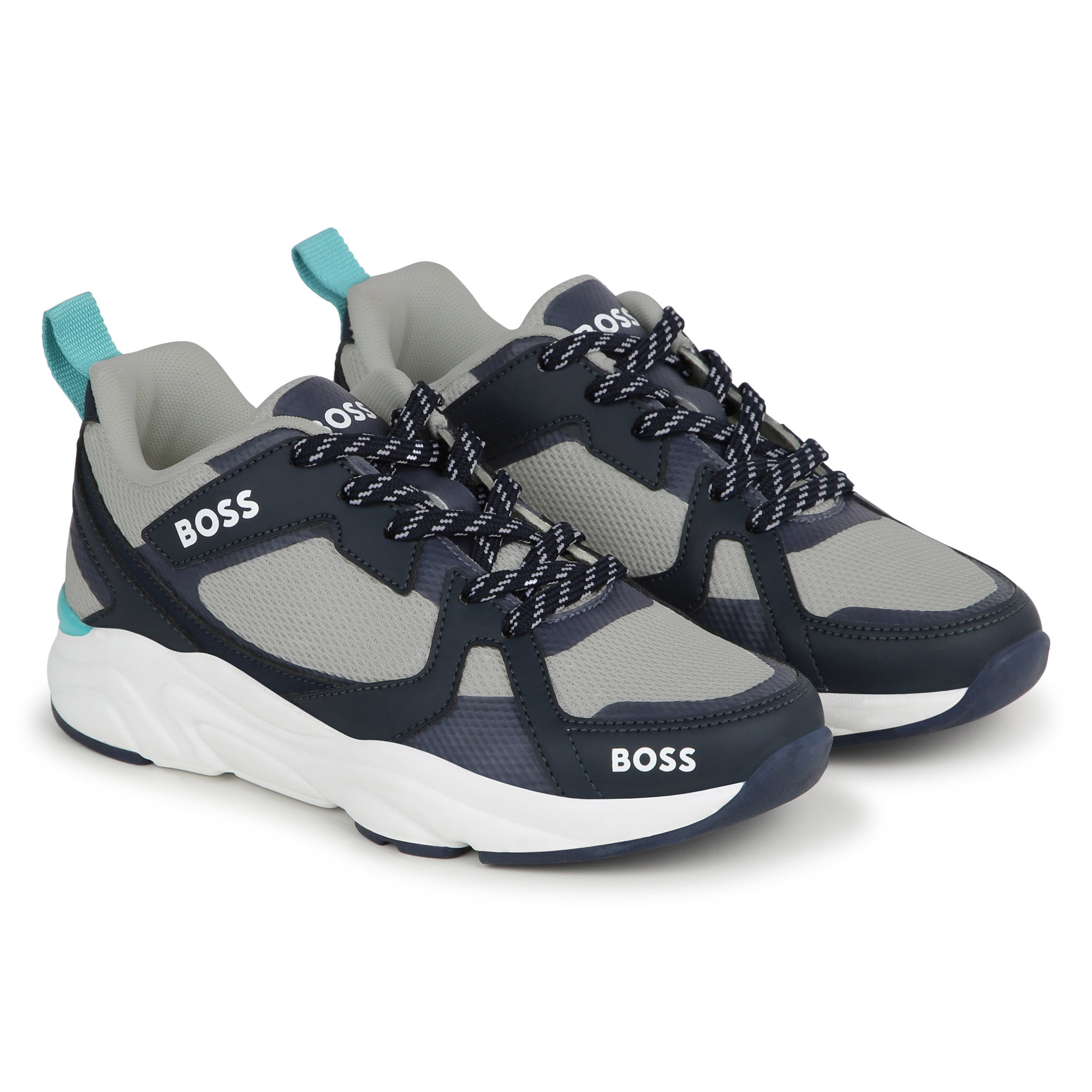 Multimaterial lace-up trainers BOSS for BOY