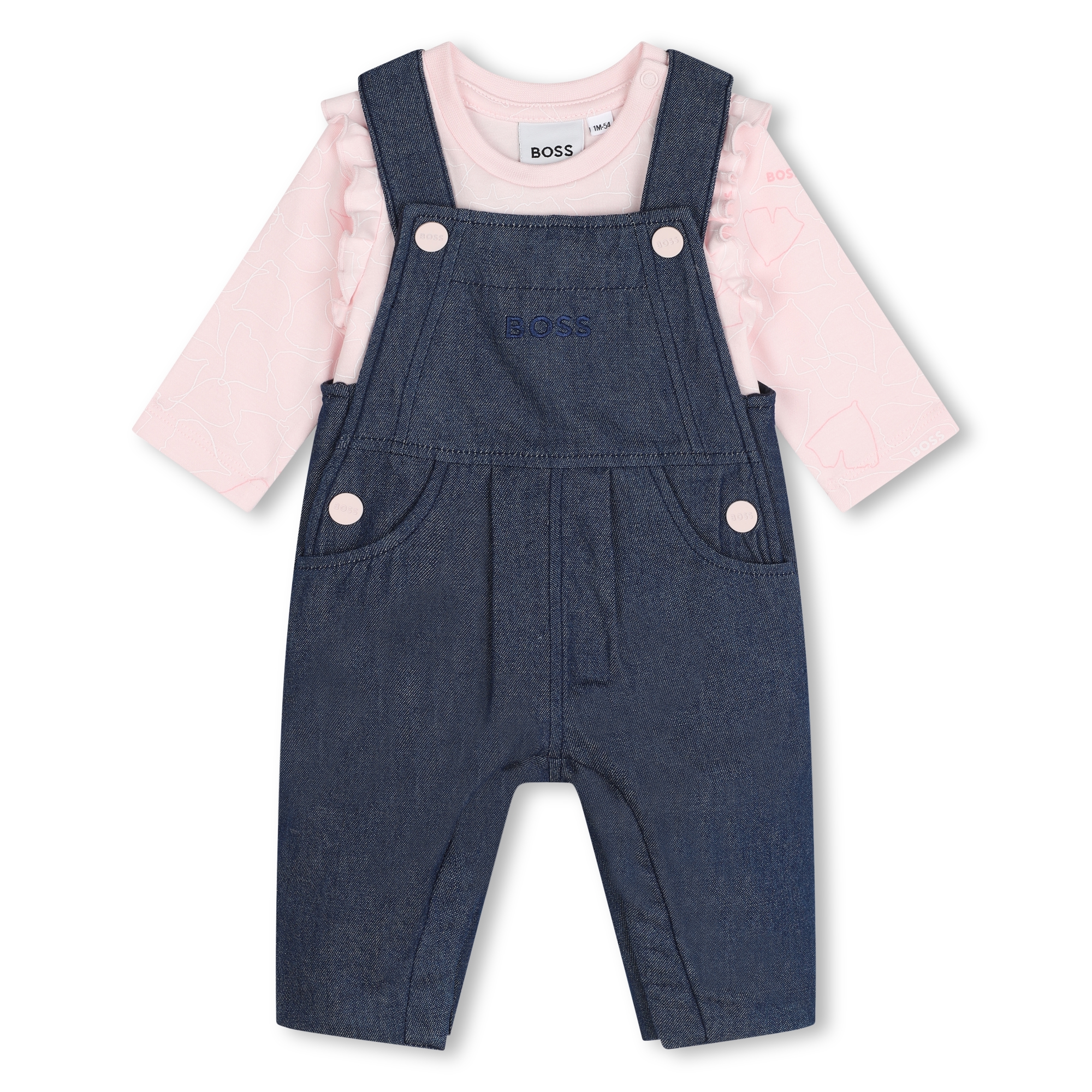 Salopette et T-shirt en coton BOSS pour FILLE