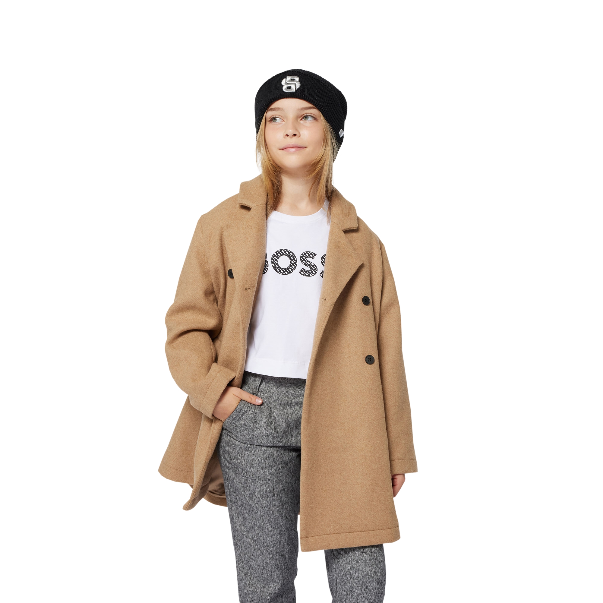 Manteau doublé laine mélangée BOSS pour FILLE