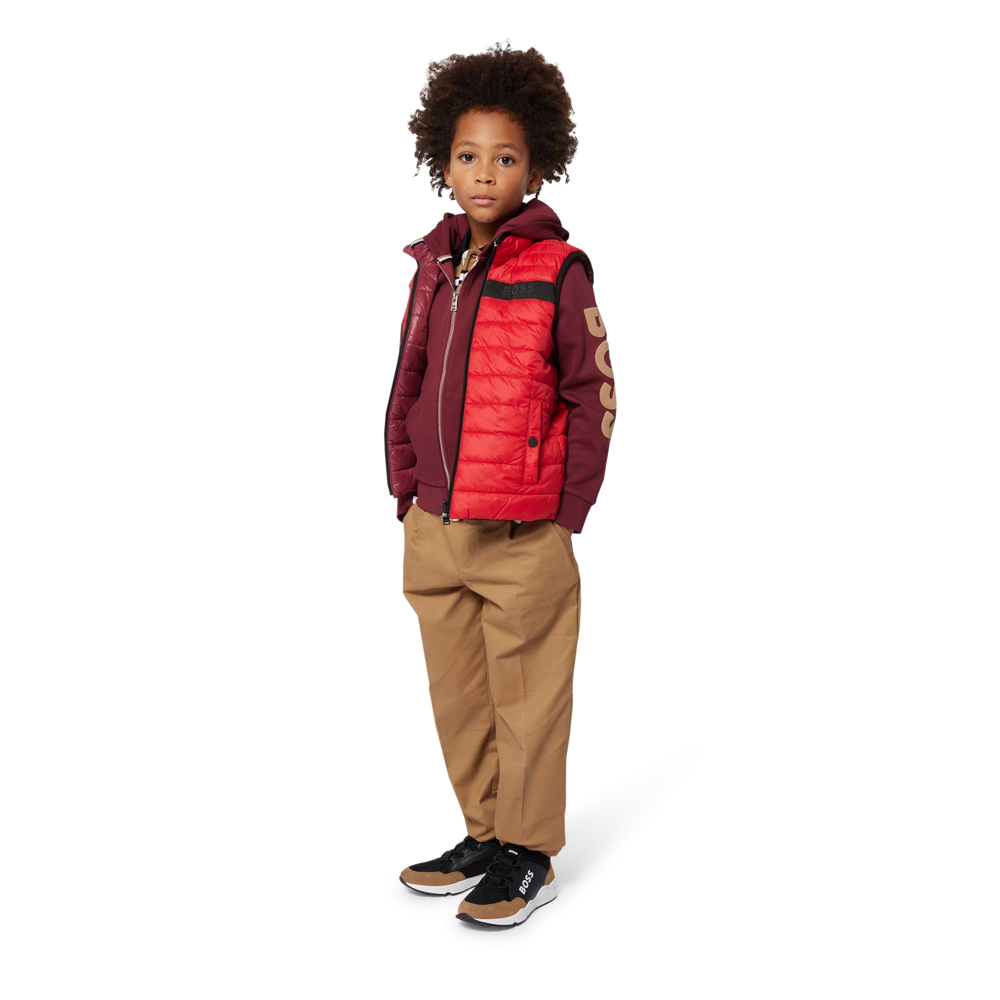 Hooded piqué cardigan BOSS for BOY