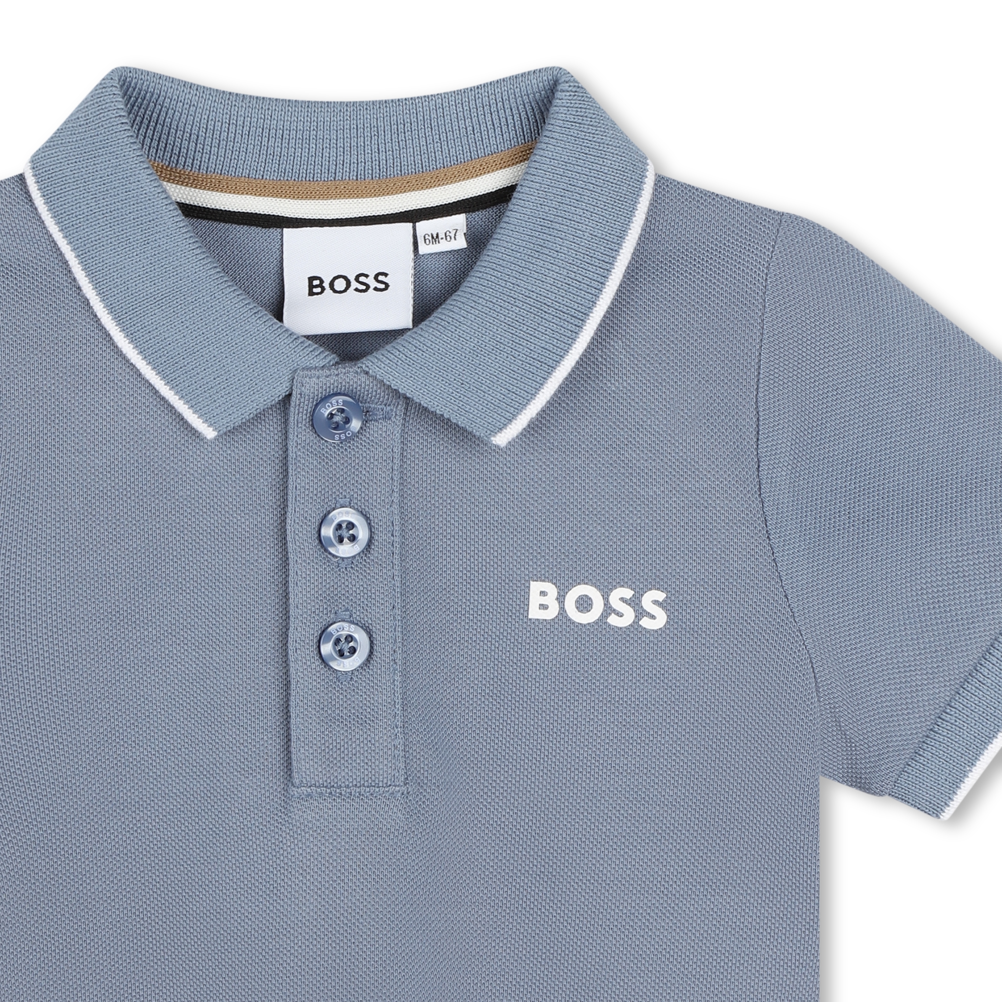 Plain cotton piqué polo BOSS for BOY