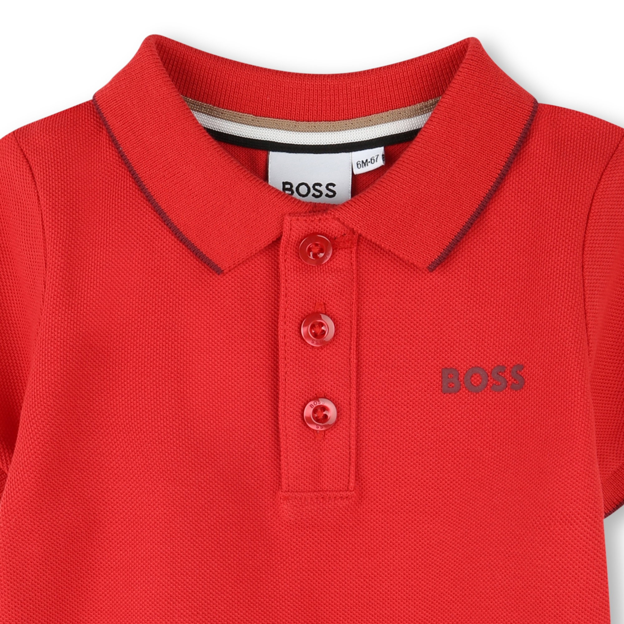 Plain cotton piqué polo BOSS for BOY