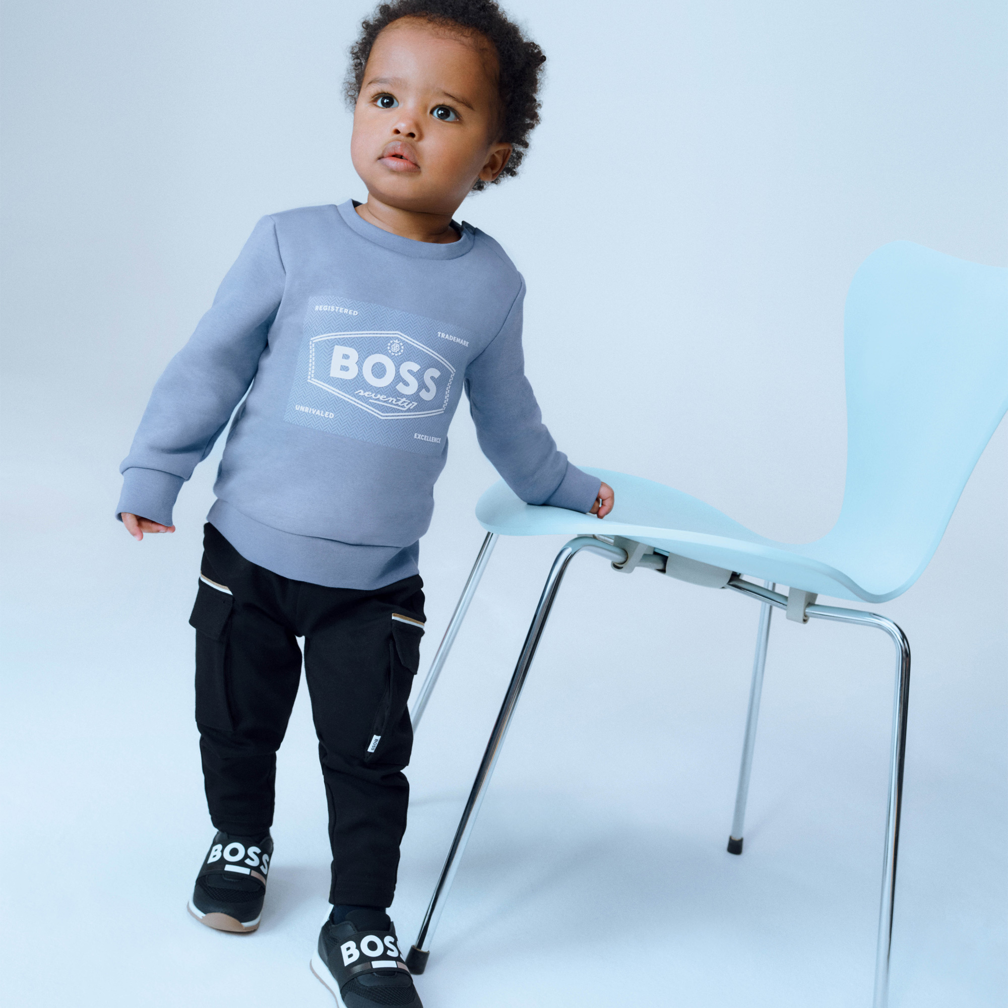 Fleece sweatshirt ronde hals BOSS Voor