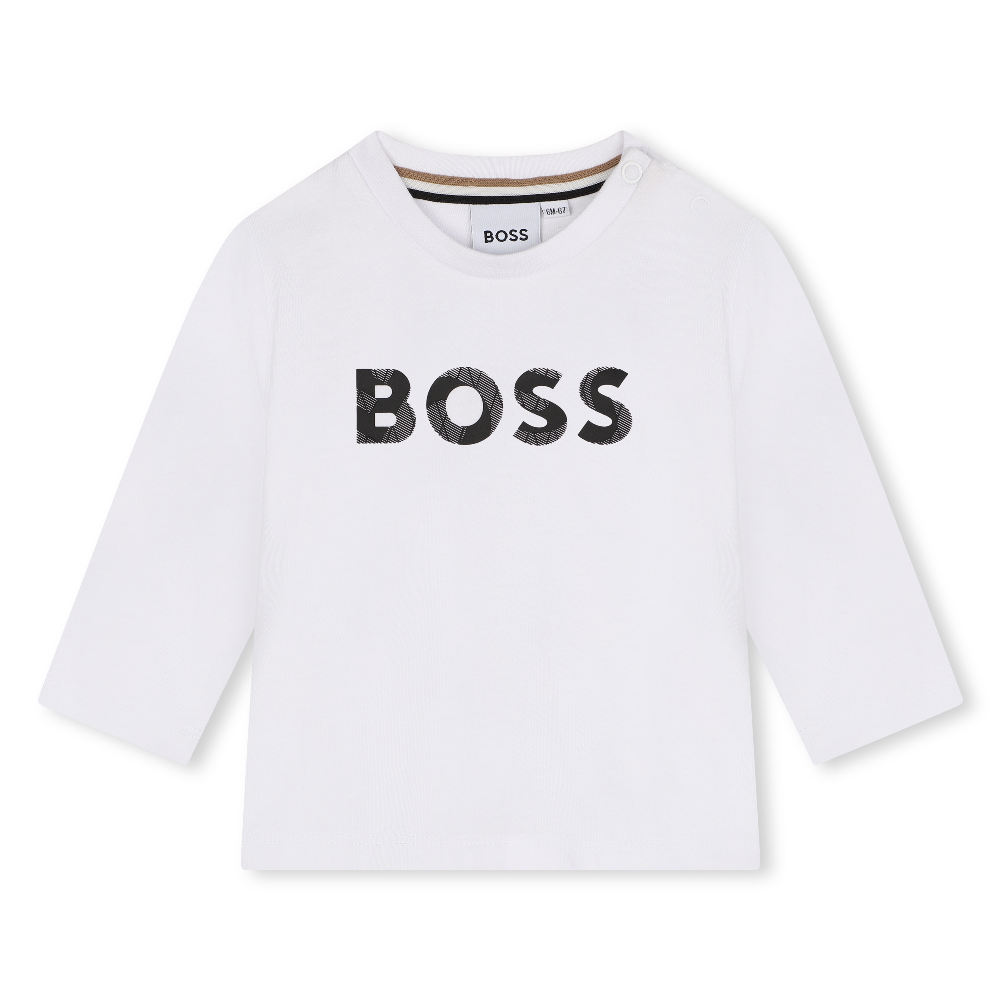 Baumwoll-Langarmshirt mit Logo BOSS Für JUNGE