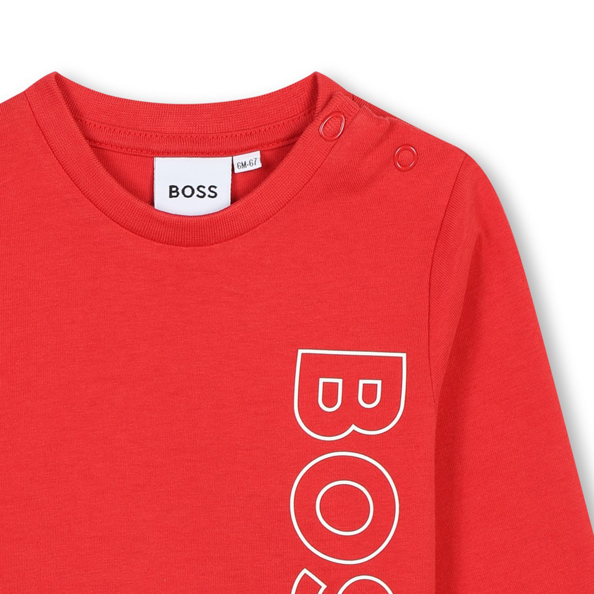 T-shirt met verticaal logo BOSS Voor