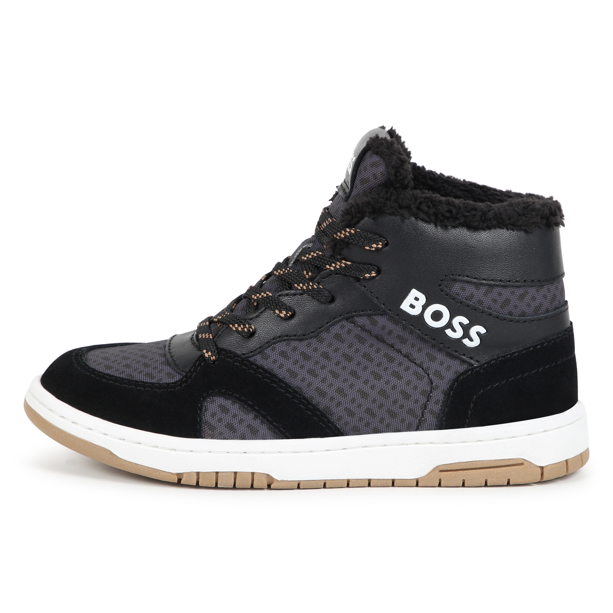 Lace-up trainers with leather BOSS for BOY