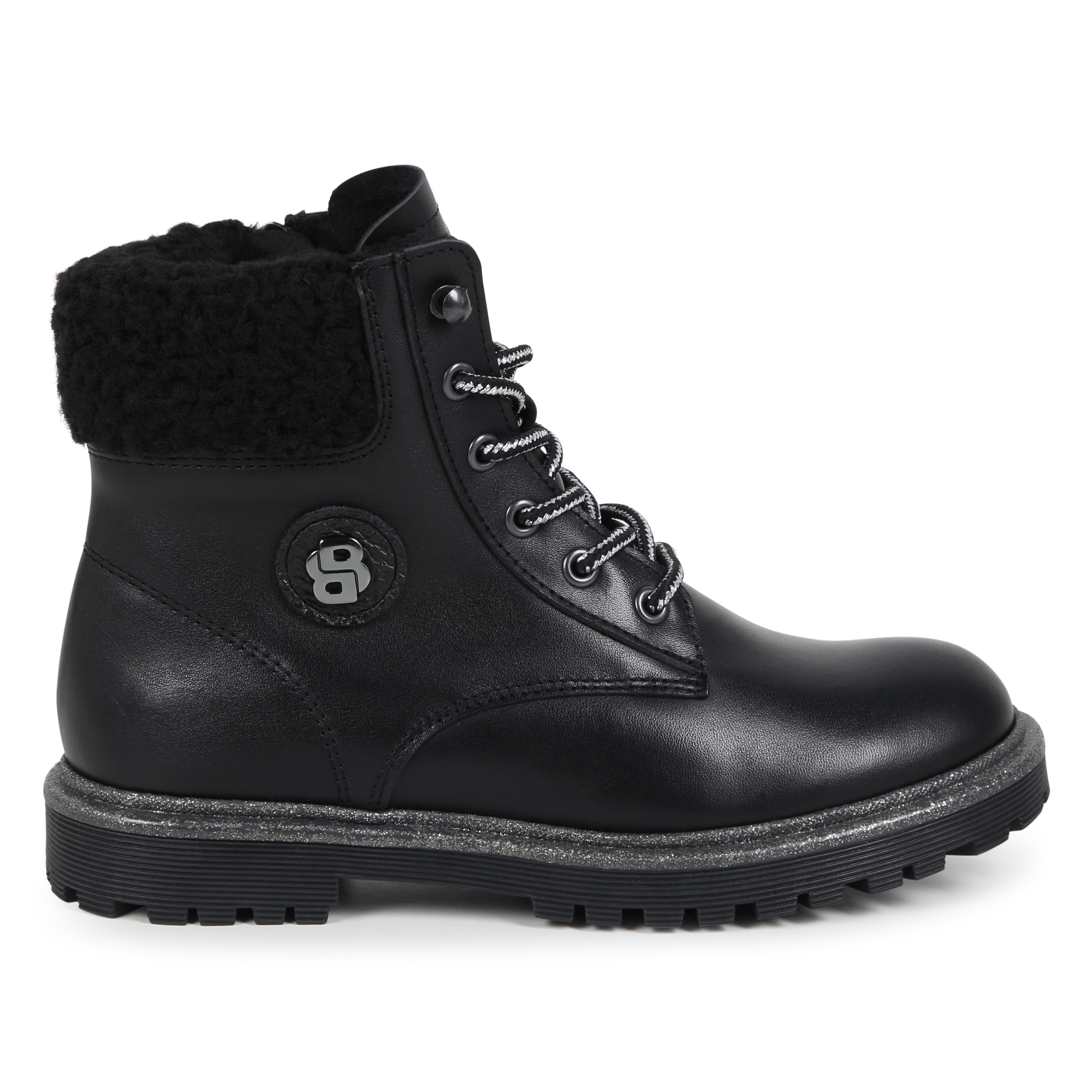 Bottines en cuir lacets et zip BOSS pour FILLE