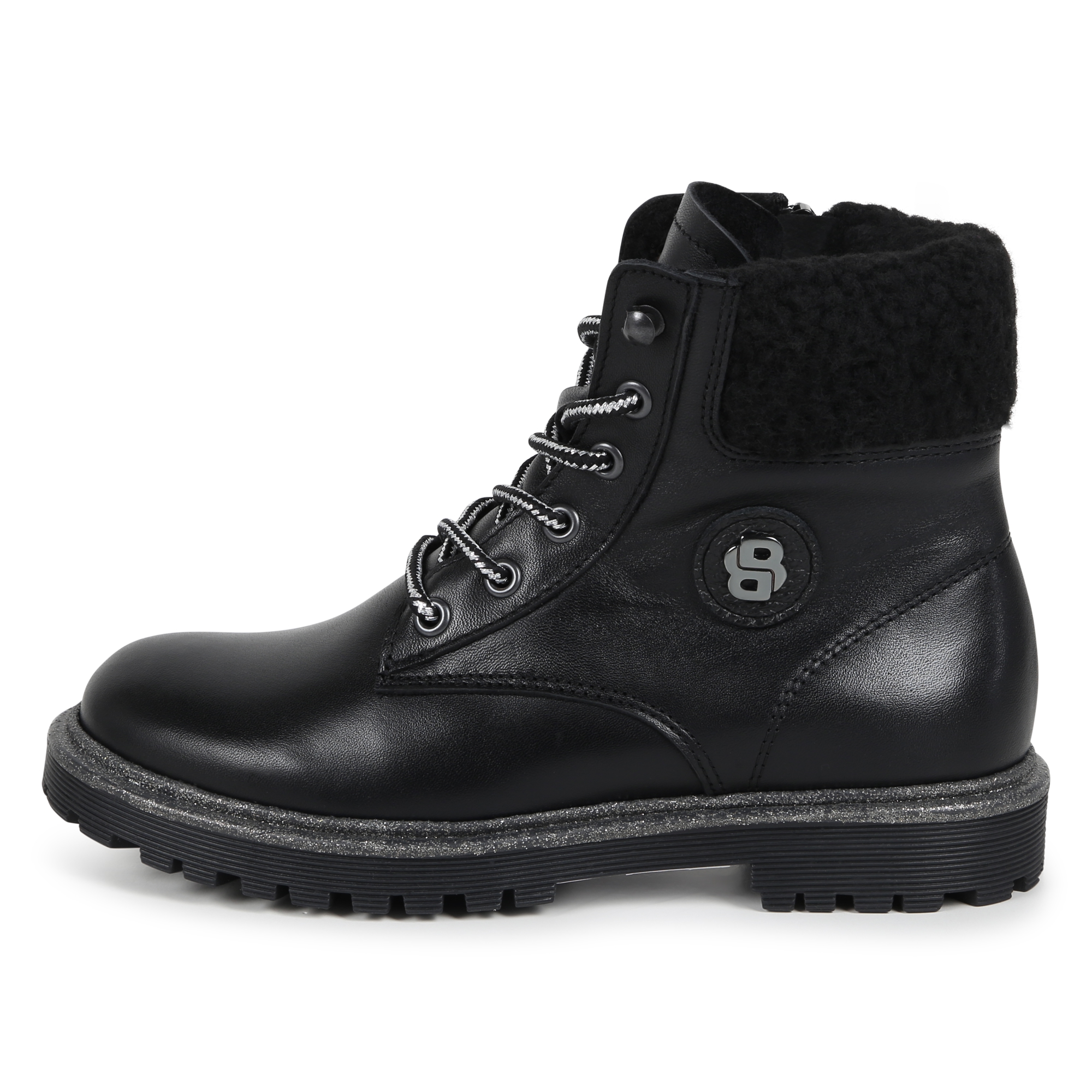 Bottines en cuir lacets et zip BOSS pour FILLE