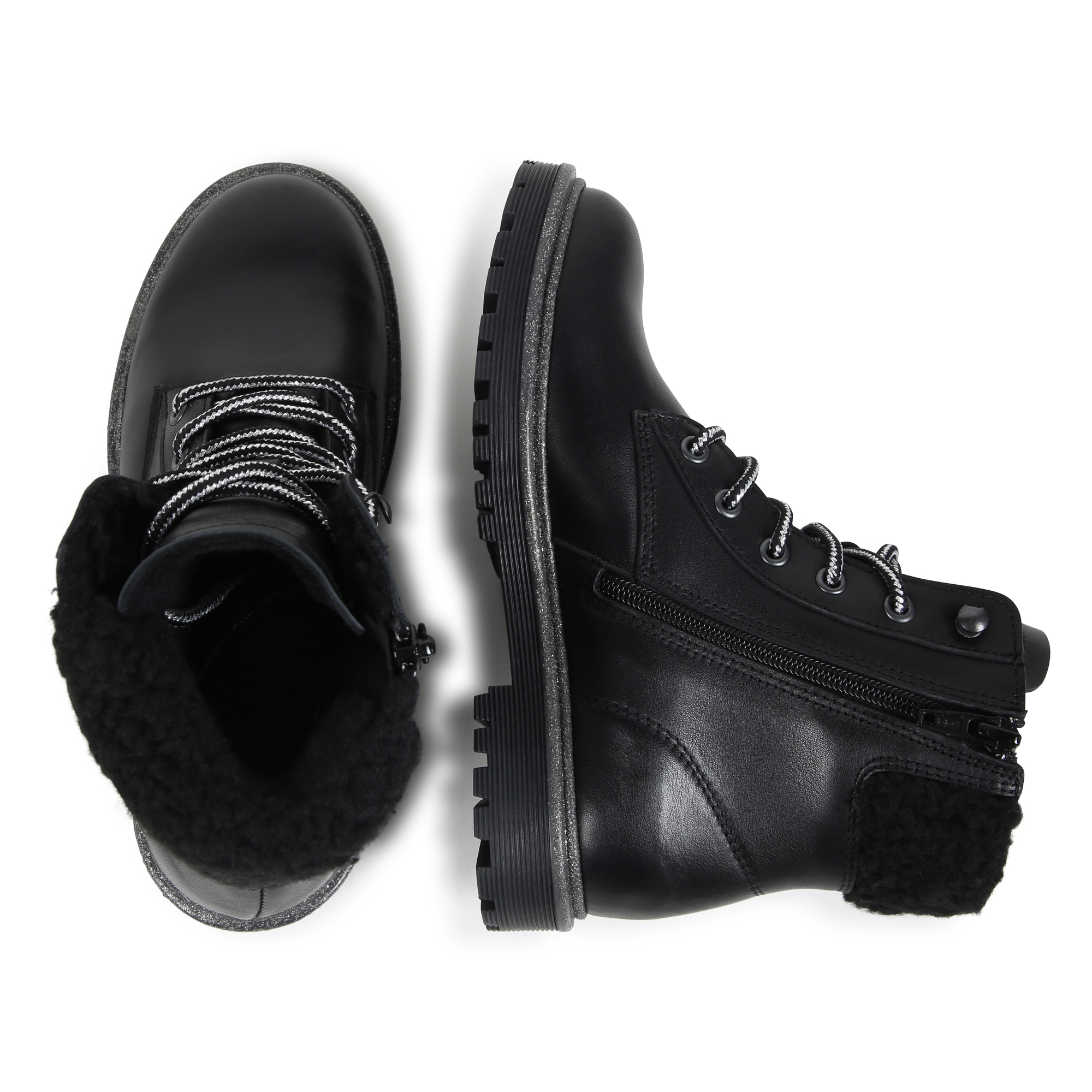 Bottines en cuir lacets et zip BOSS pour FILLE