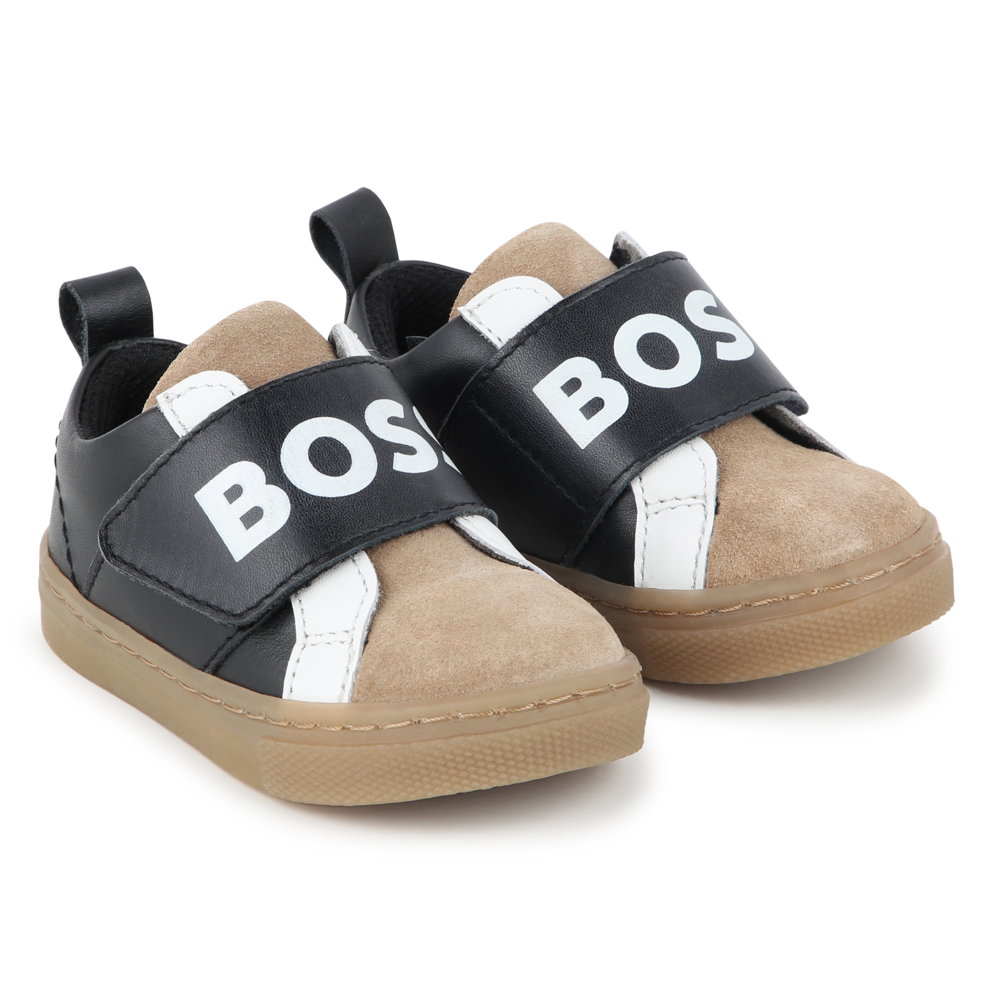 Leather hook-and-loop trainers BOSS for BOY