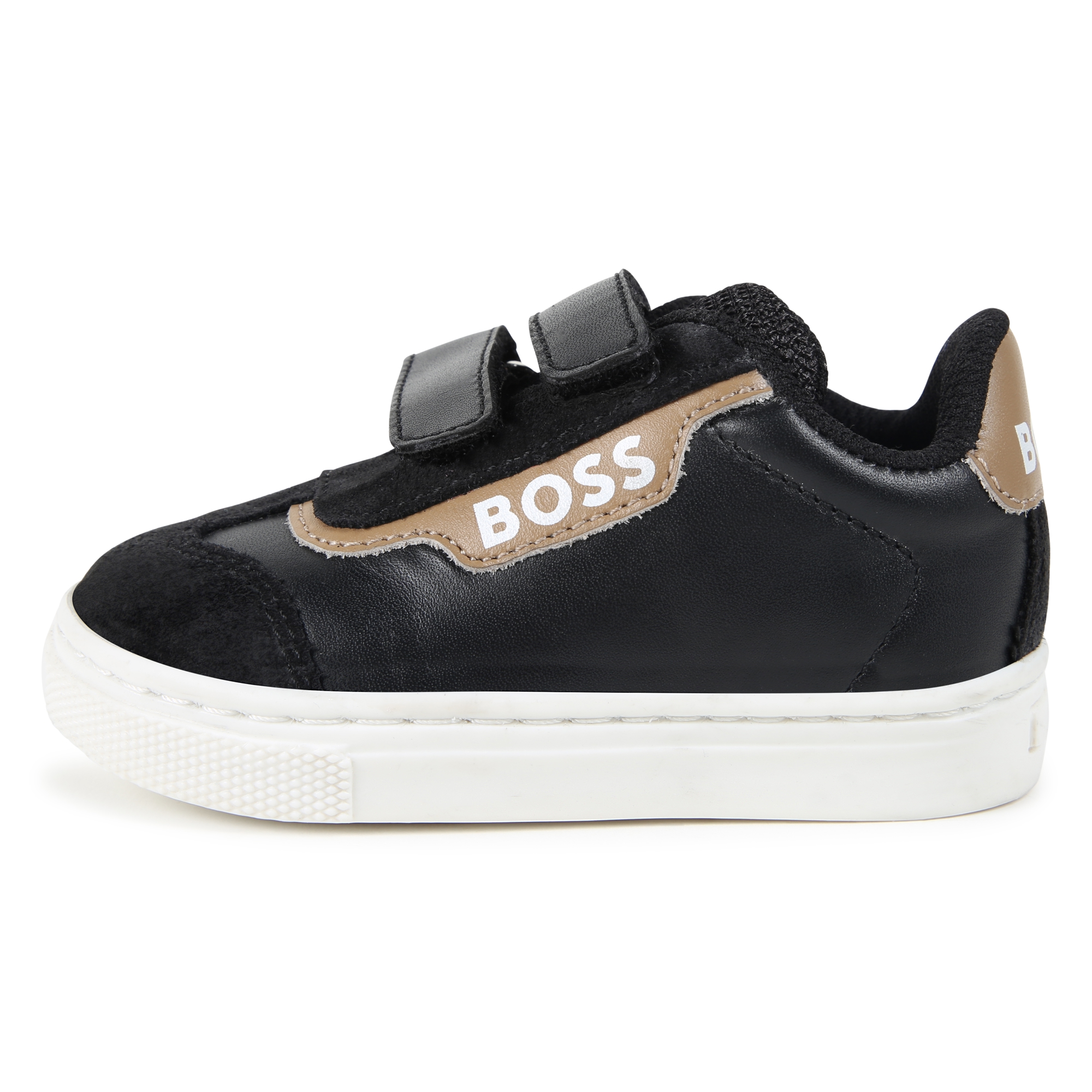 Leather hook-and-loop trainers BOSS for BOY