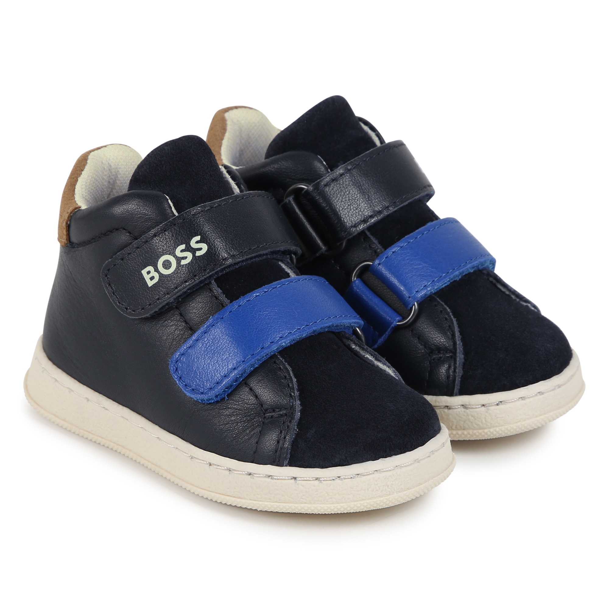 Leather hook-and-loop trainers BOSS for BOY