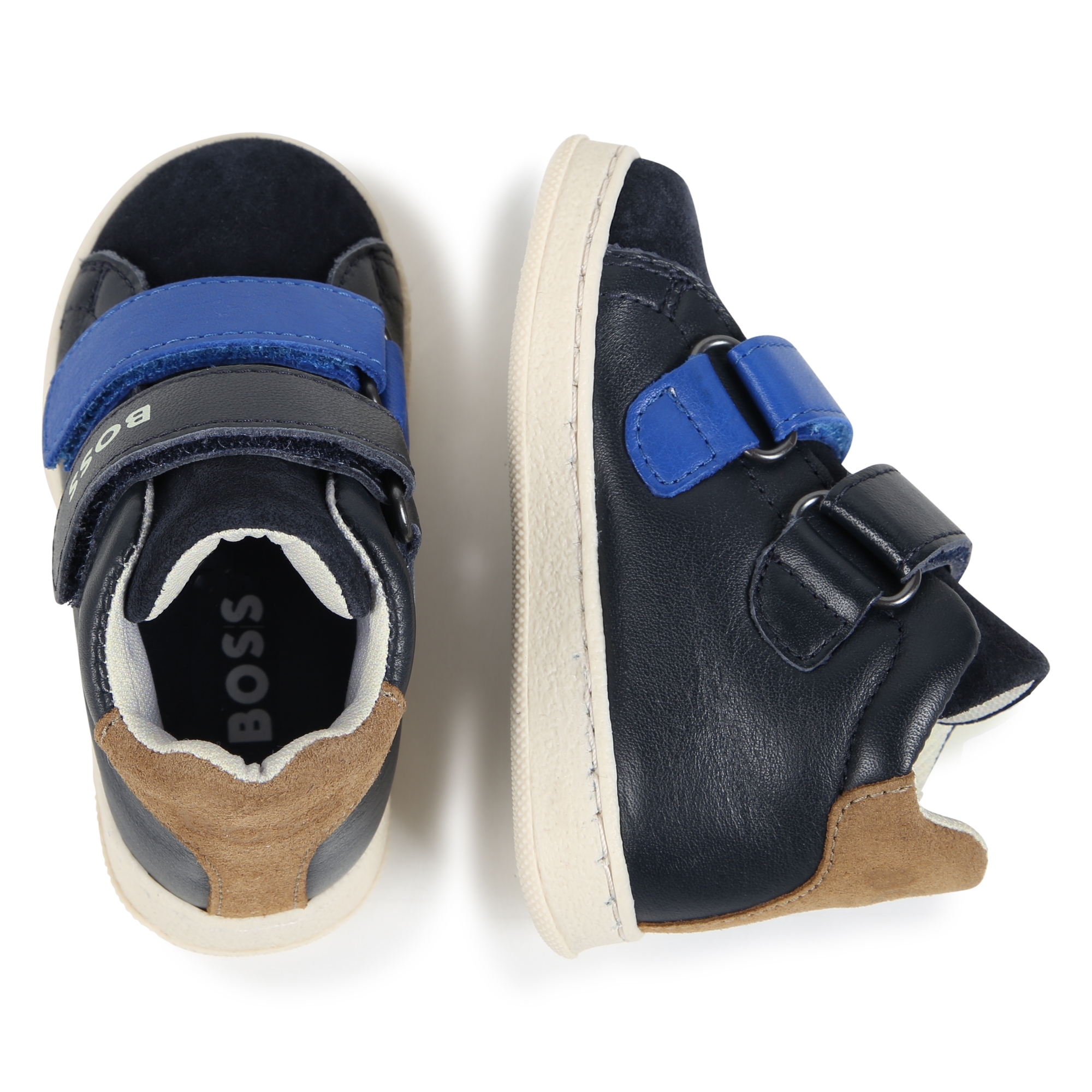 Leather hook-and-loop trainers BOSS for BOY