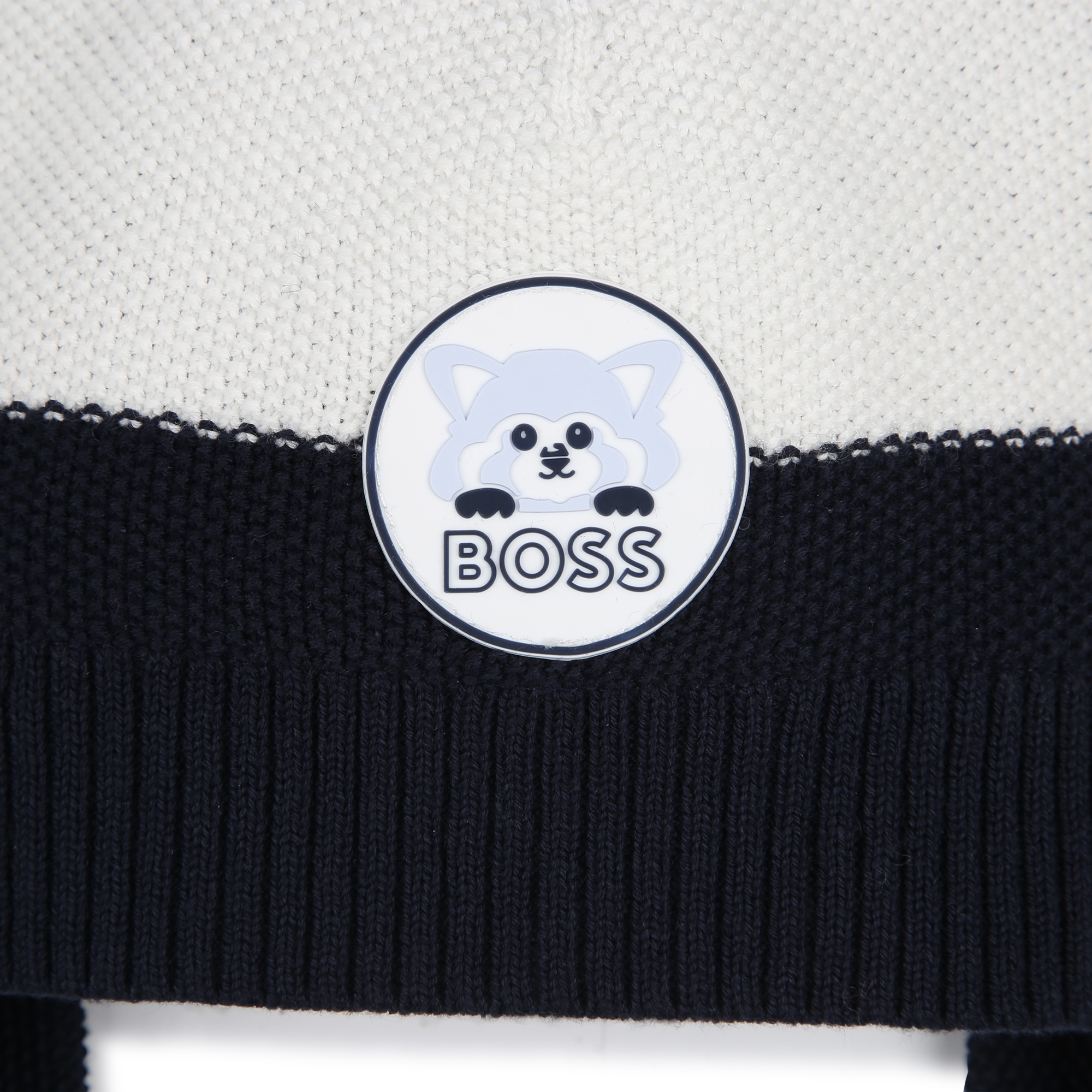 Bonnet rayé à pompon en coton BOSS pour GARCON