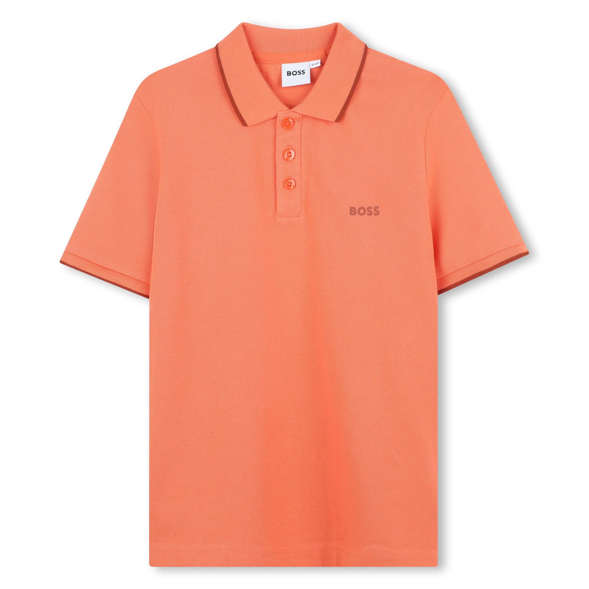 Plain cotton piqué polo shirt BOSS for BOY