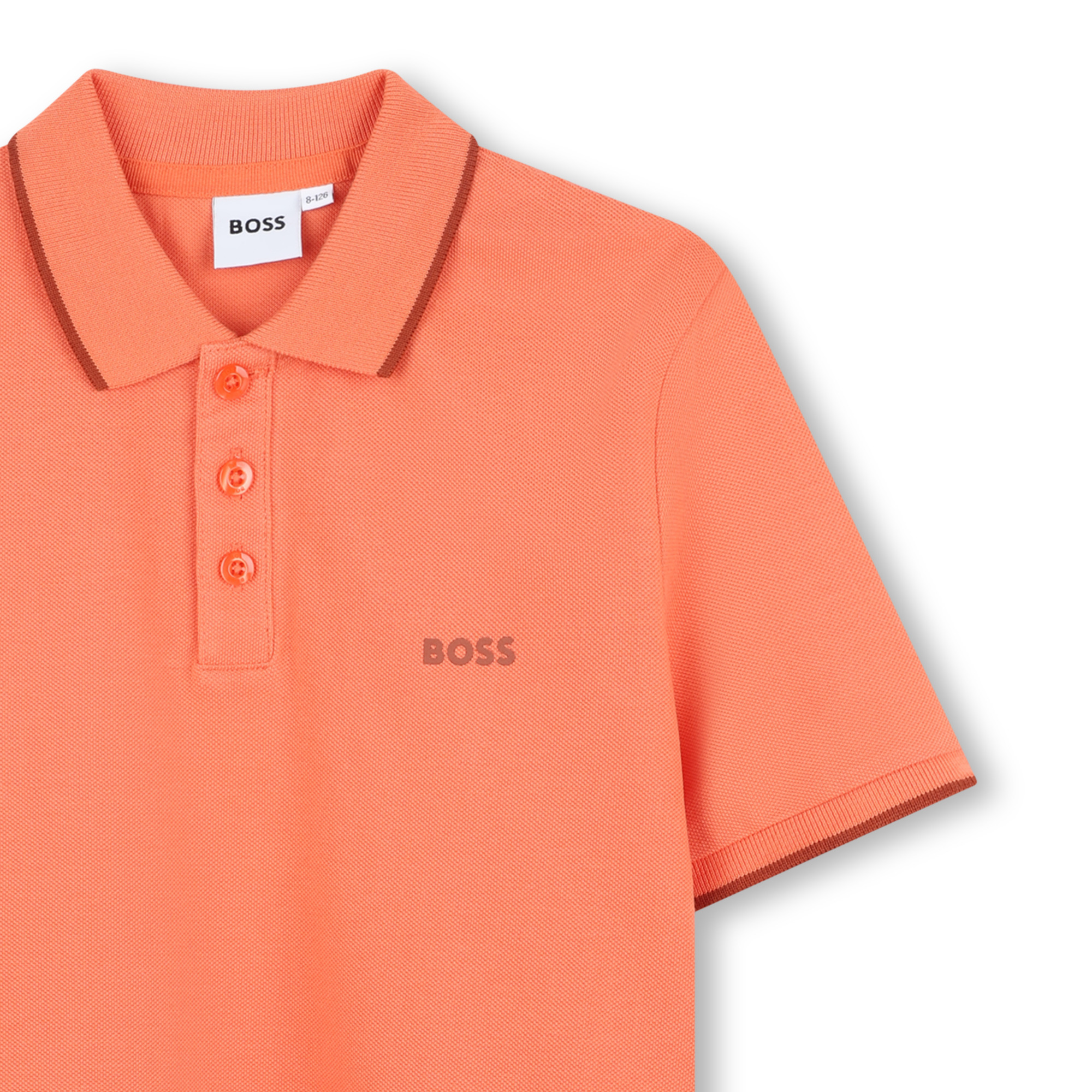 Plain cotton piqué polo shirt BOSS for BOY