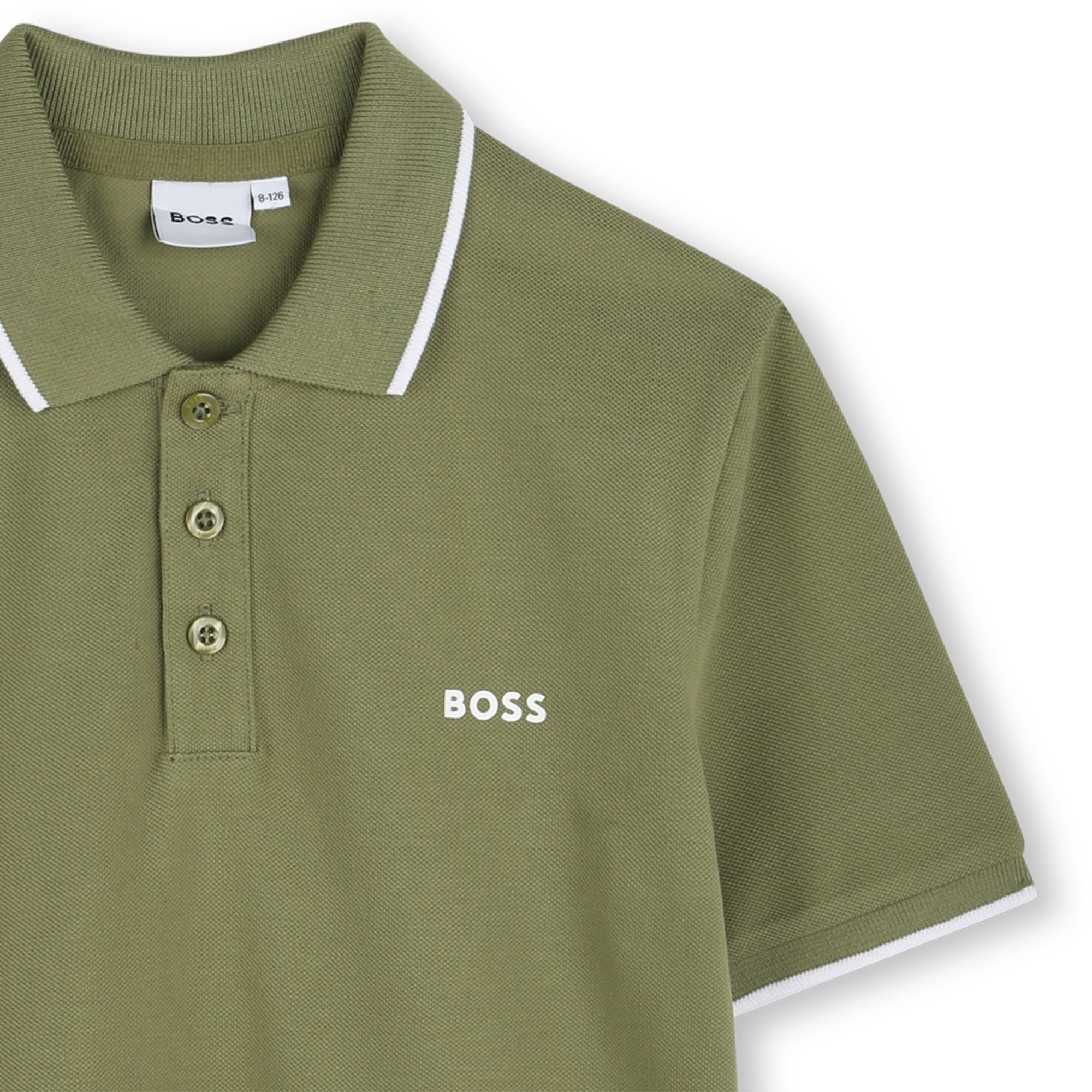 Plain cotton piqué polo shirt BOSS for BOY