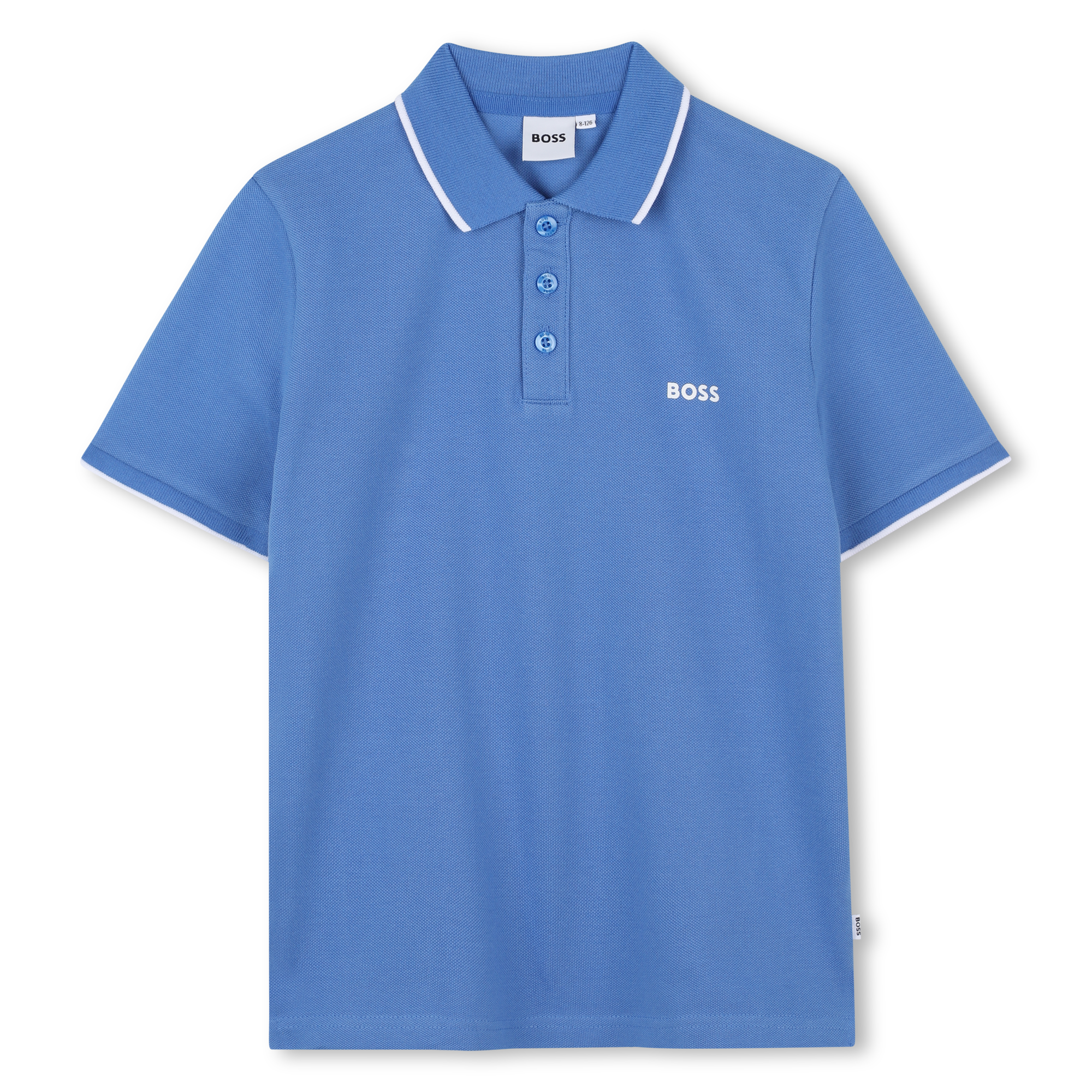 Plain cotton piqué polo shirt BOSS for BOY